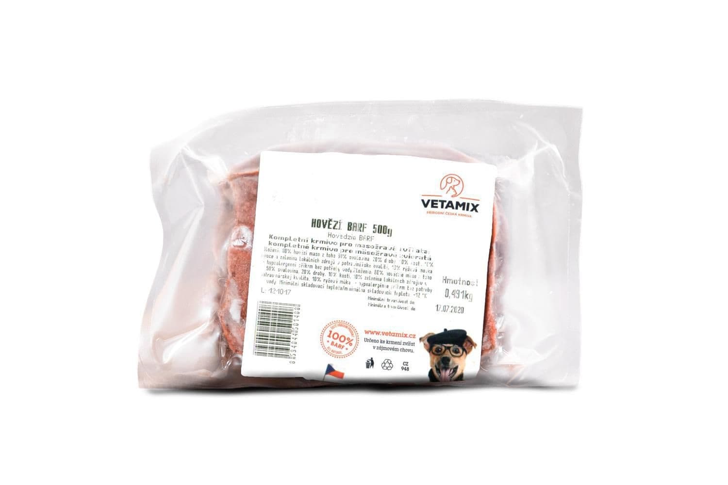 Hovězí barf mražený 500g