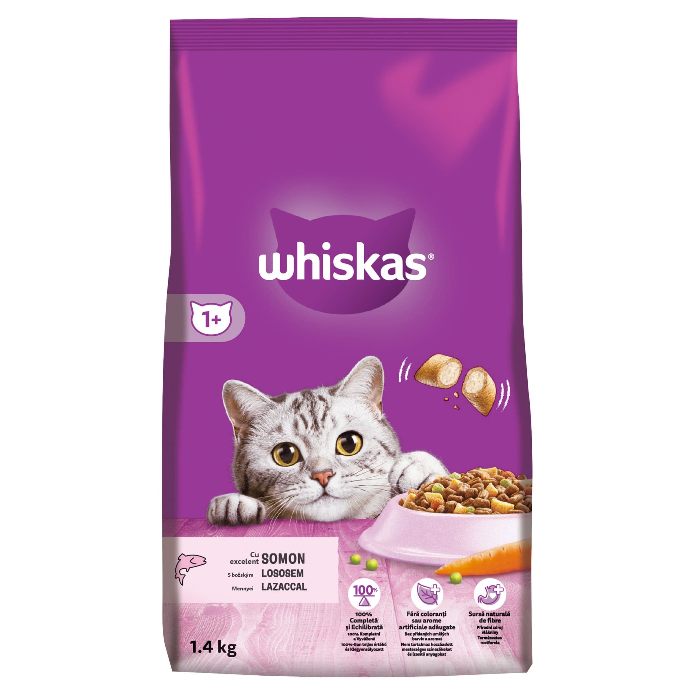 Whiskas granule s lososem pro dospělé kočky 1,4kg