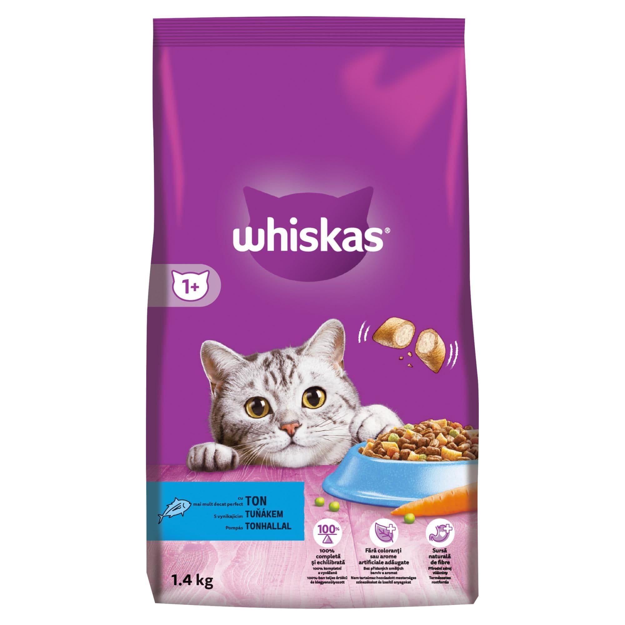 Whiskas Kompletní krmivo pro dospělé kočky s tuňákem 1+ věk 1,4 kg