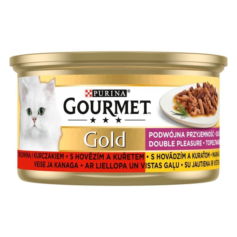 Gourmet Gold směs grilovaných a dušených kousků s hovězím a kuřetem 85 g