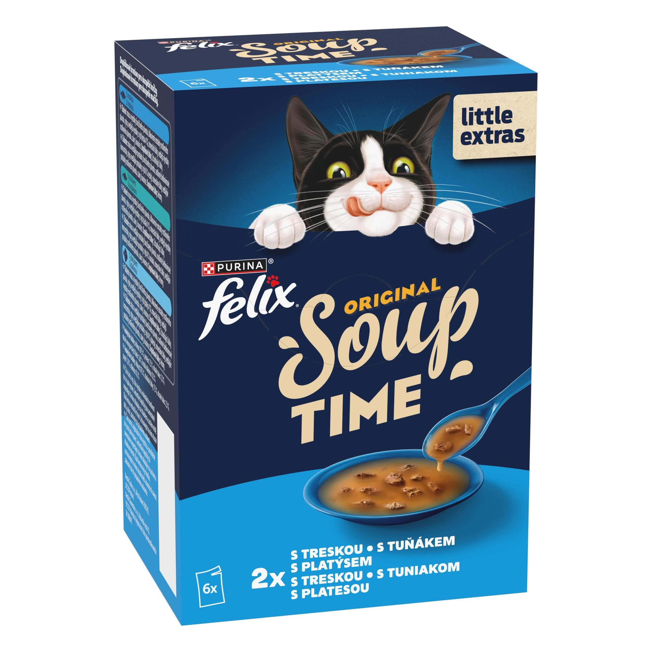 Felix Soup Lahodný výběr z ryb s treskou, s tuňákem, s platýzem 6 x 48 g
