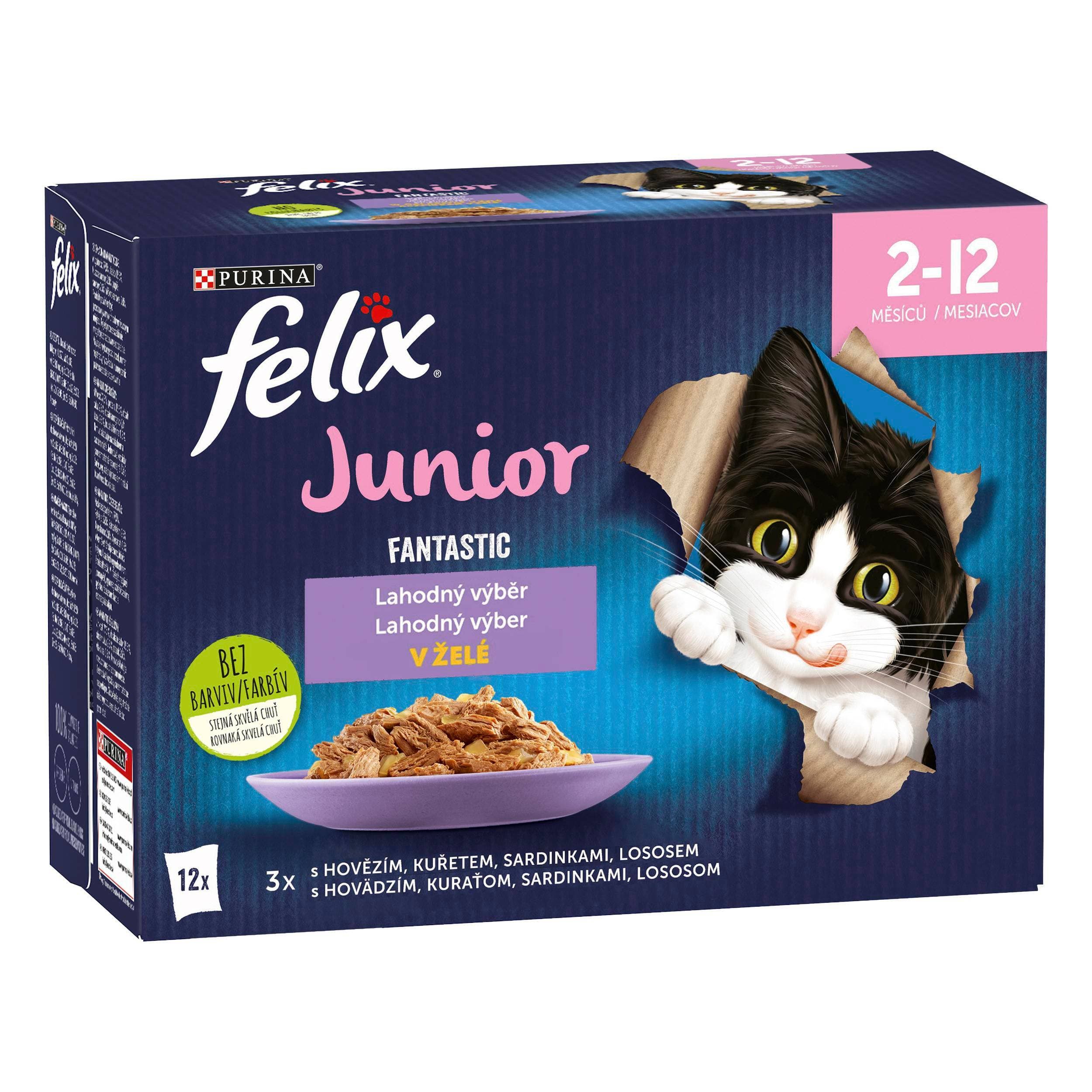 Felix Fantastic Junior lahodný výběr kapsičky pro kočky 12 x 85 g