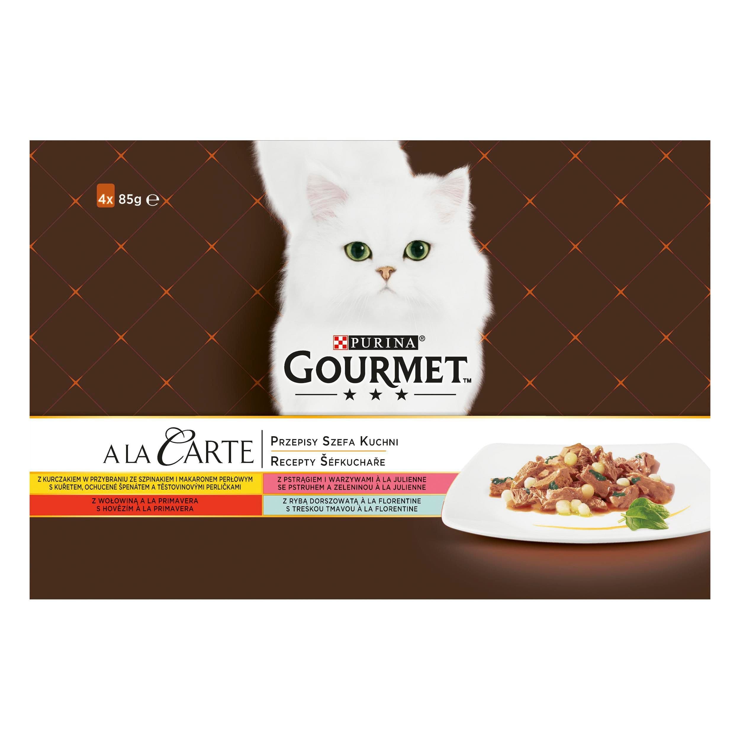 Gourmet A la Carte Multipack (kuře, hovězí, pstruh, tmavá treska) 4x85 g