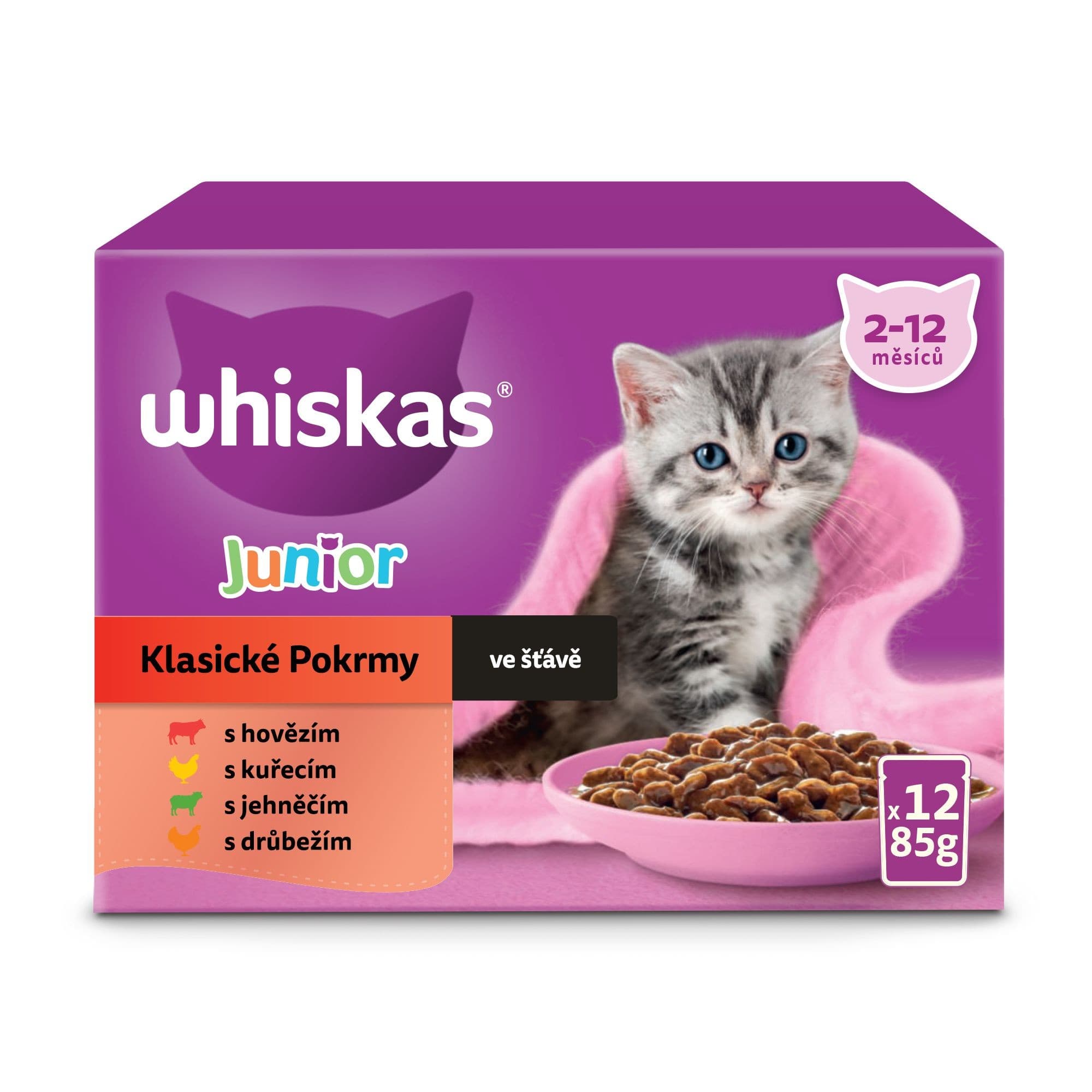Whiskas kapsička klasický výběr ve šťávě pro koťata 12 x 85 g