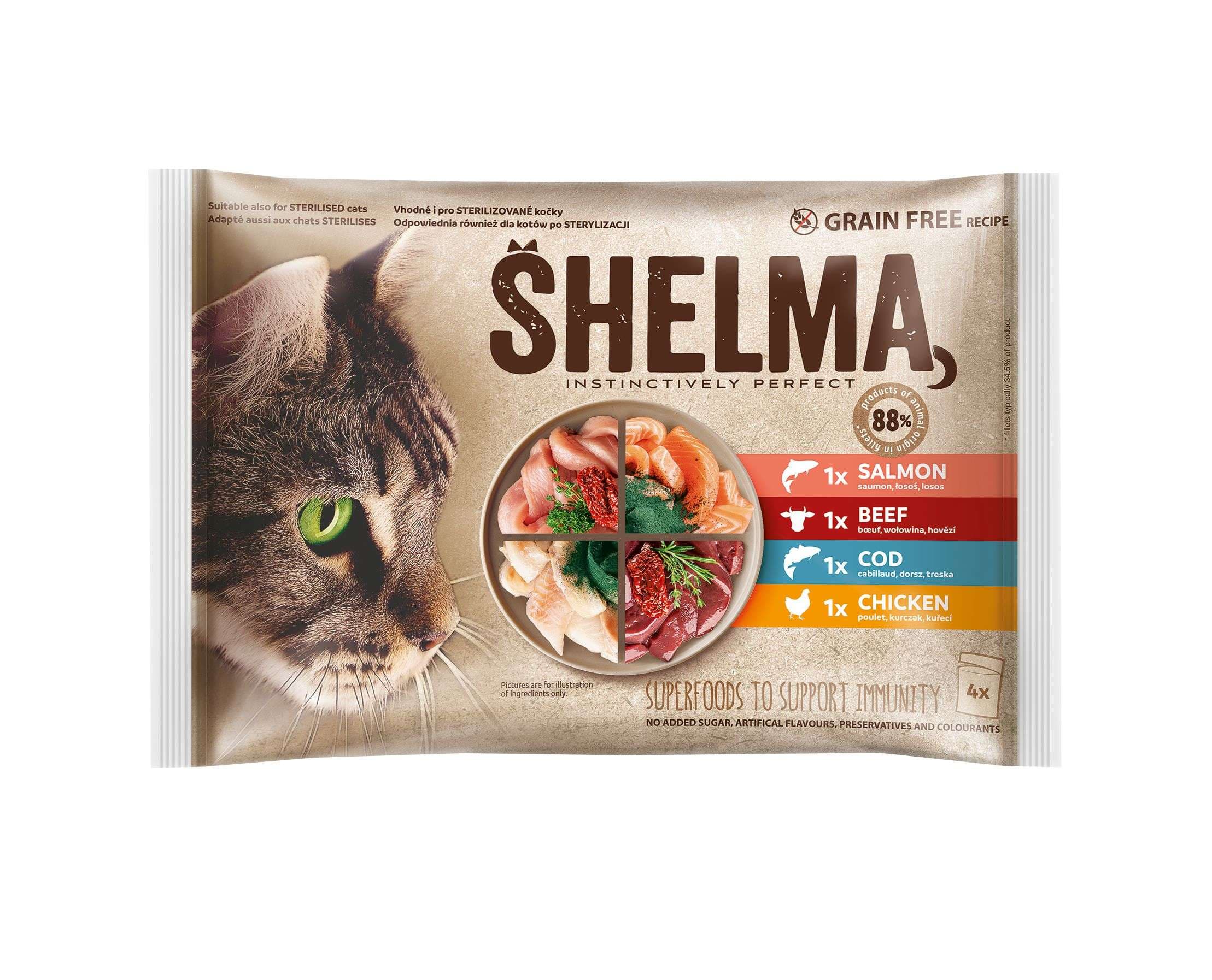 Shelma kapsa pro kočky maso, ryba 12x85 g
