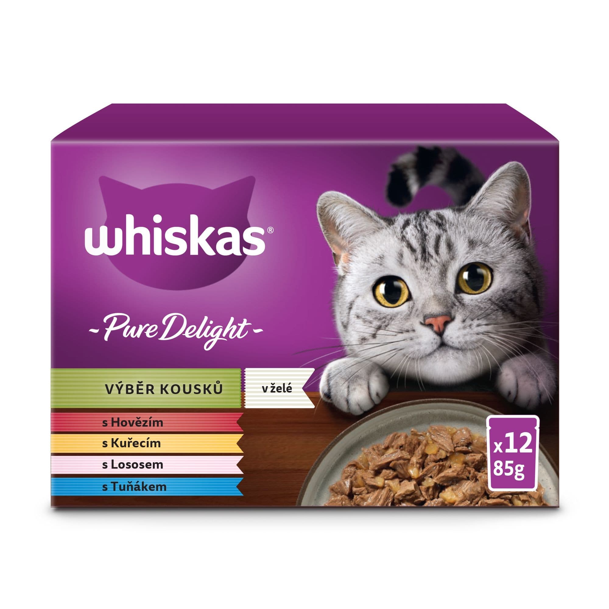 Whiskas Pure Delight mixovaný výběr v želé pro dospělé kočky 12 x 85 g