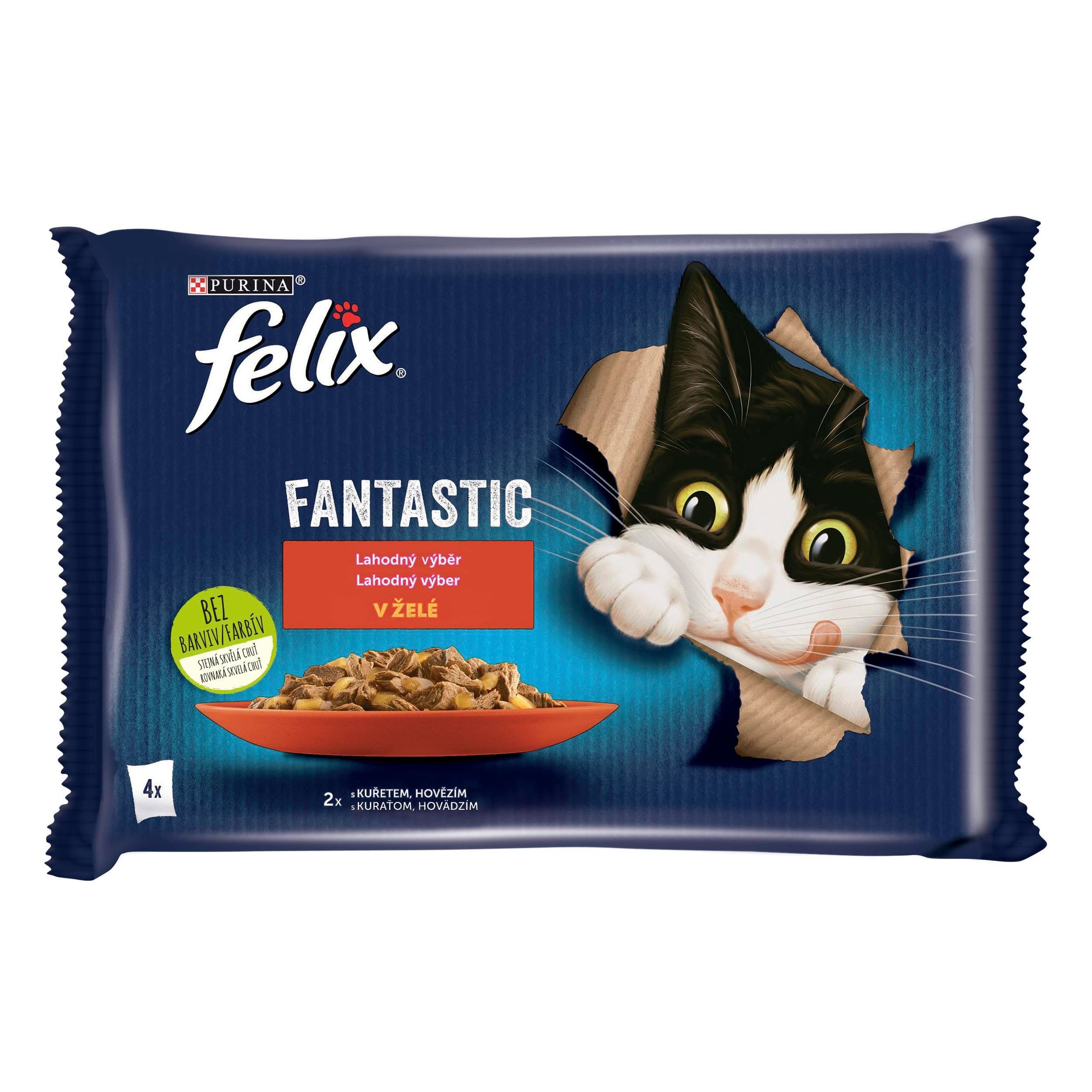 FELIX Fantastic Multipack s lososem a platýzem v želé 4x85g