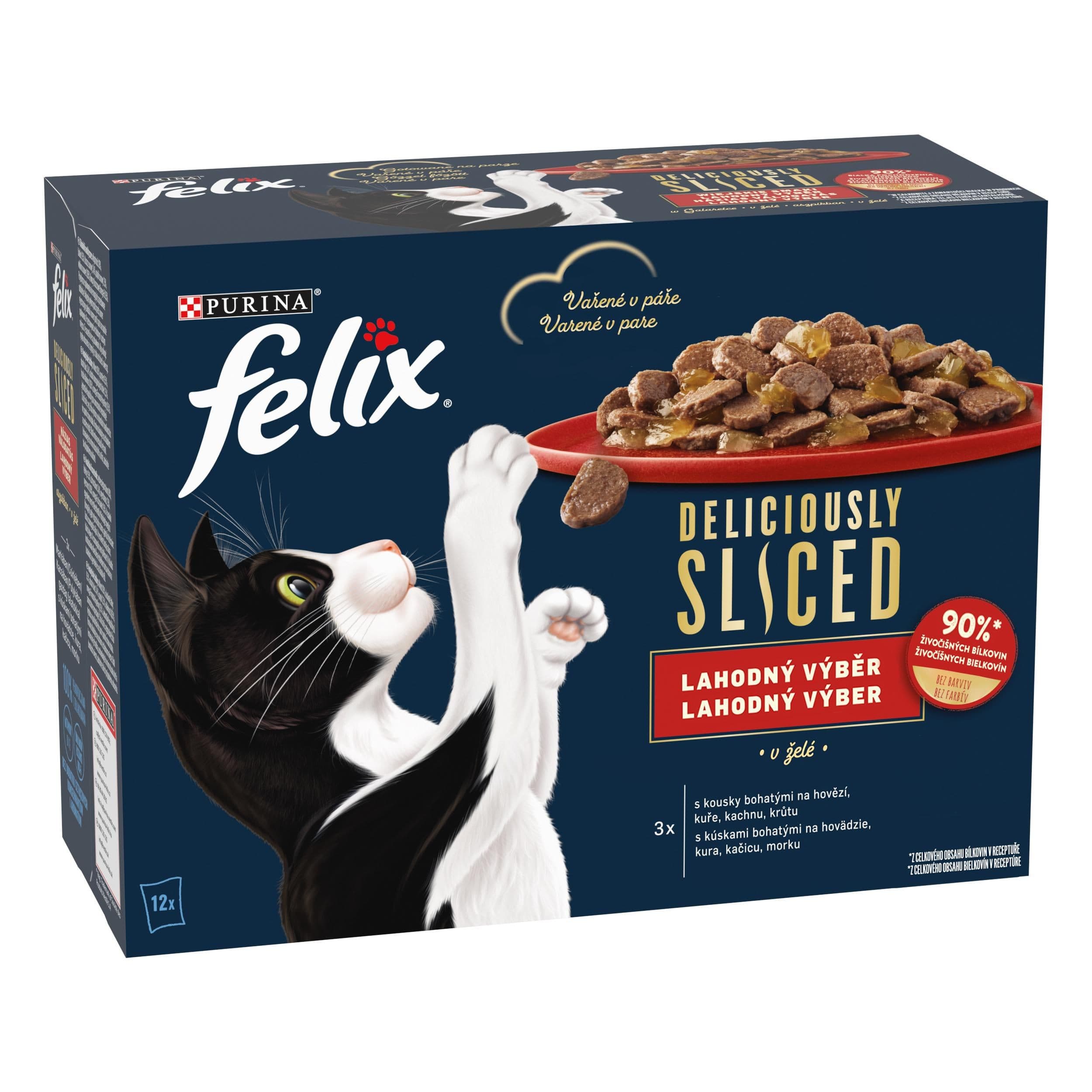 Felix Deliciously Masové kousky v želé hovězí,kuřecí,krůta,kachna 12x 80g