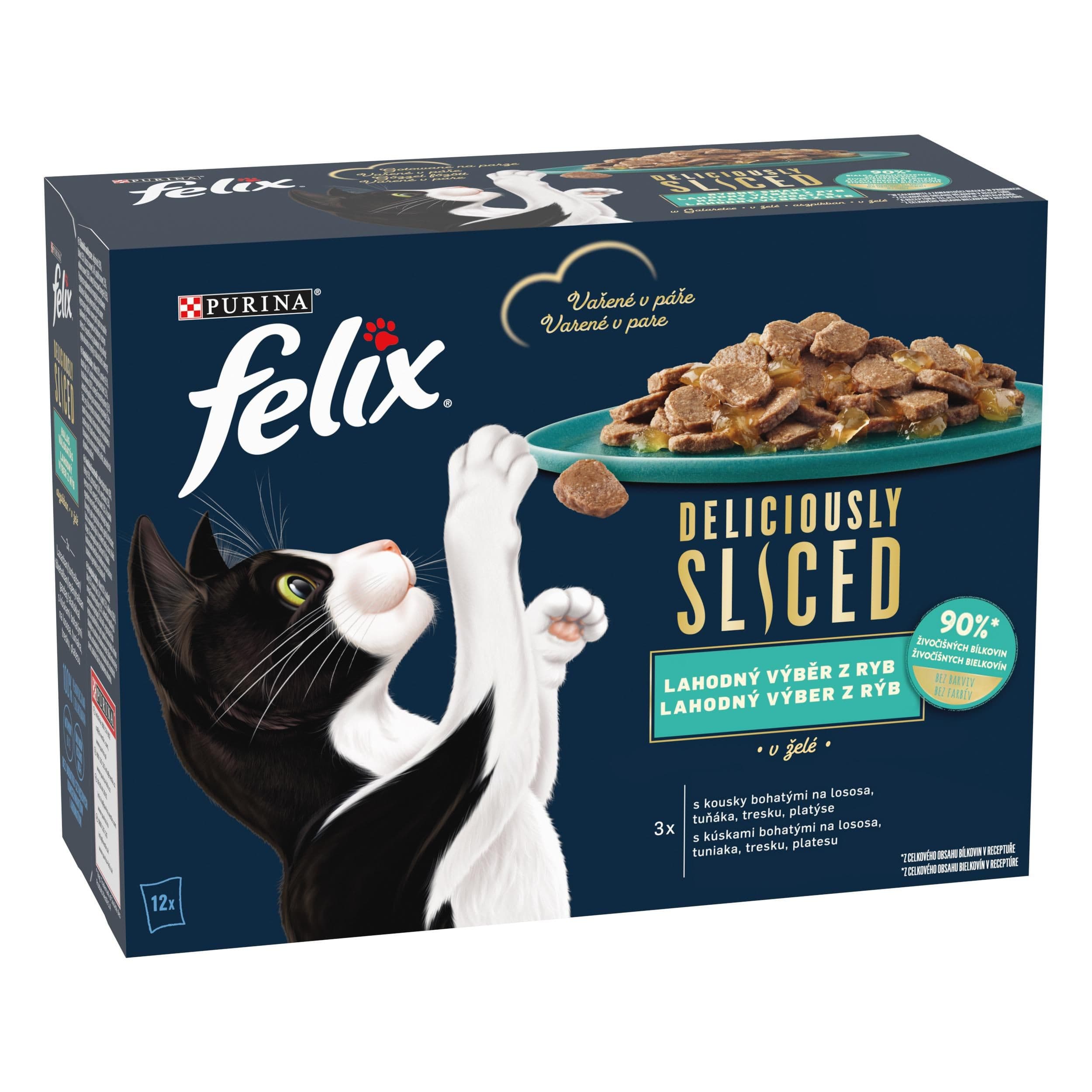 Felix Deliciously Ryby v želé 12x80g losos/ tuňák/ treska/ platýs