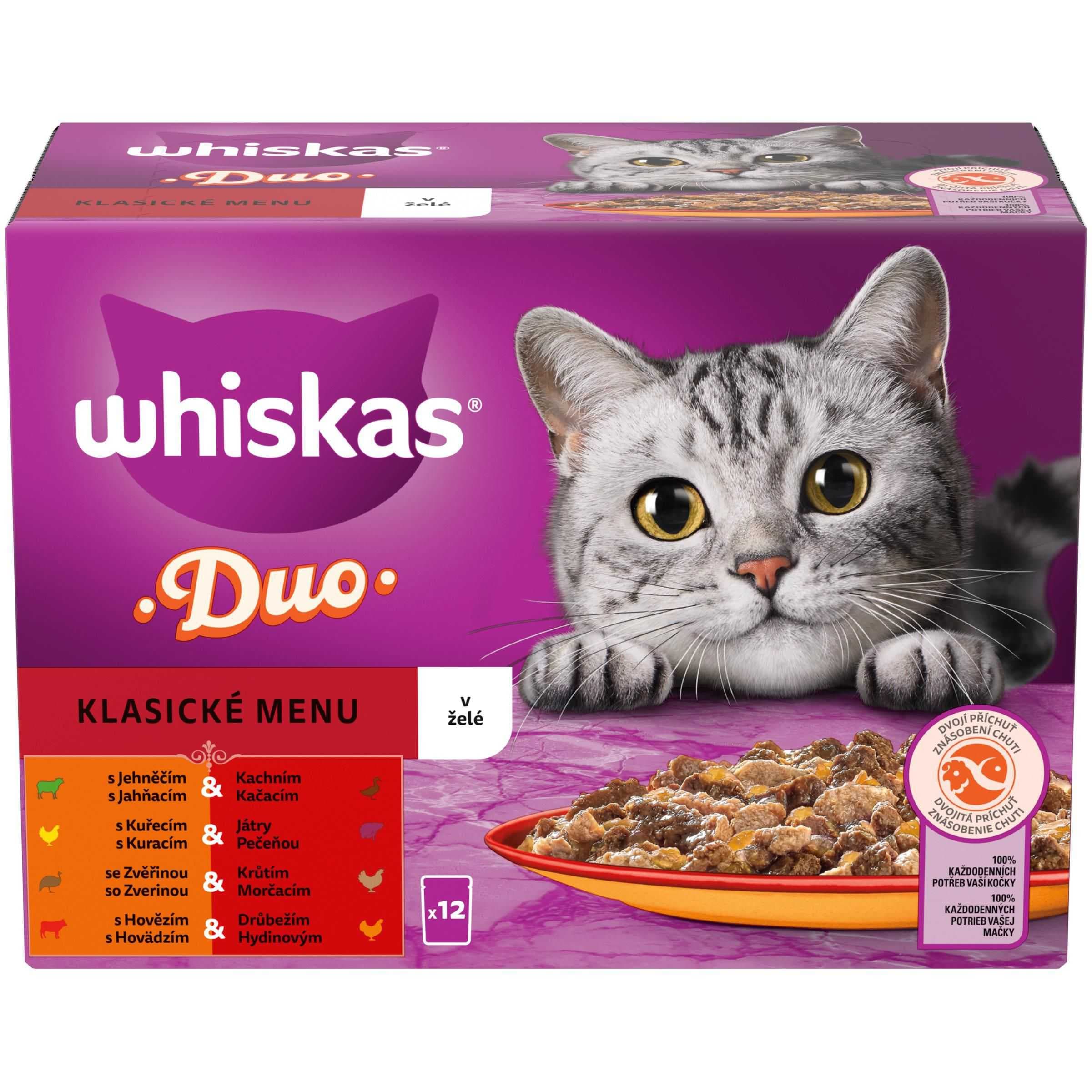 Whiskas kapsičky Duo Klasik v želé pro dospělé kočky 12 x 85g