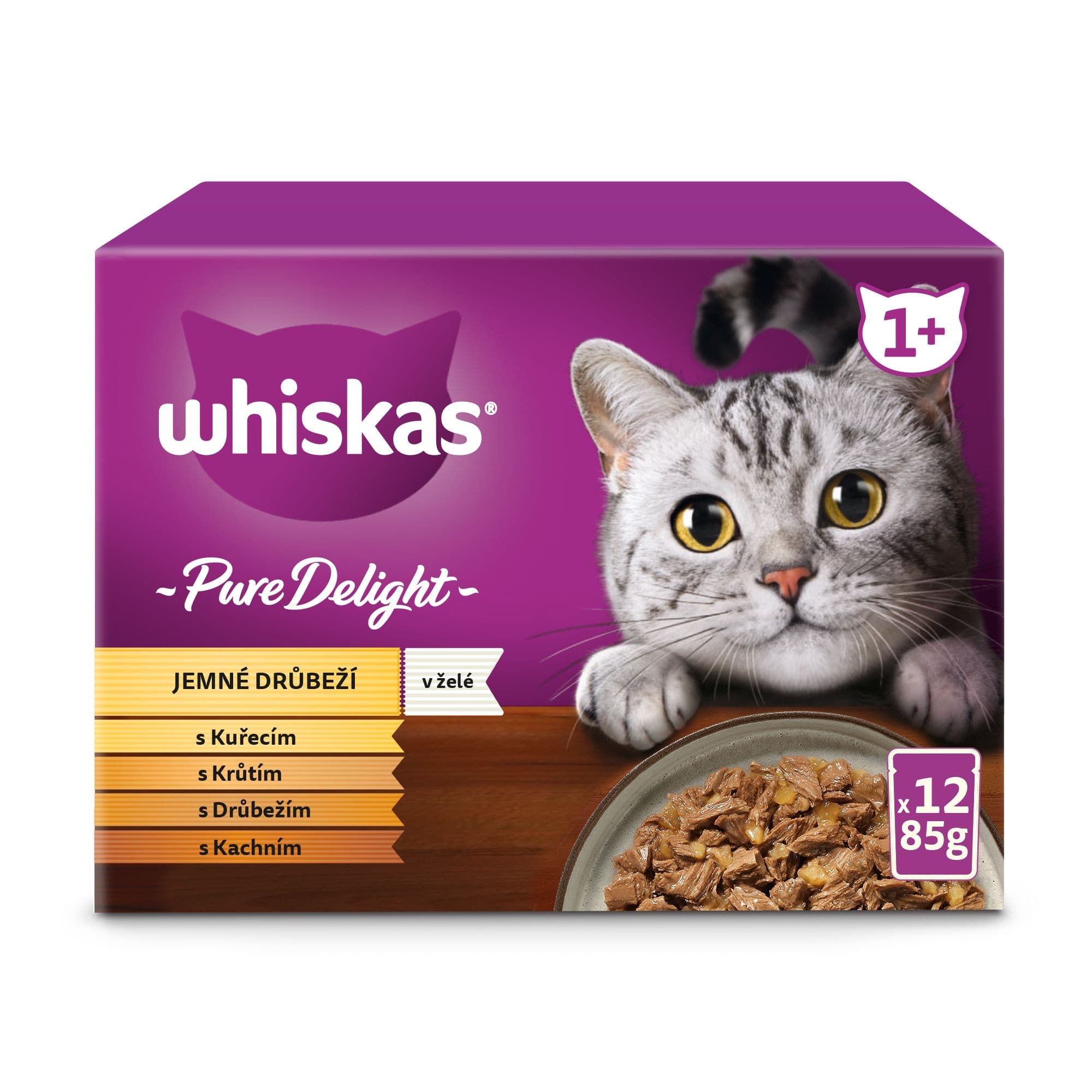 Whiskas Pure Delight kapsičky drůbeží výběr v želé pro dospělé kočky 12 x 85 g