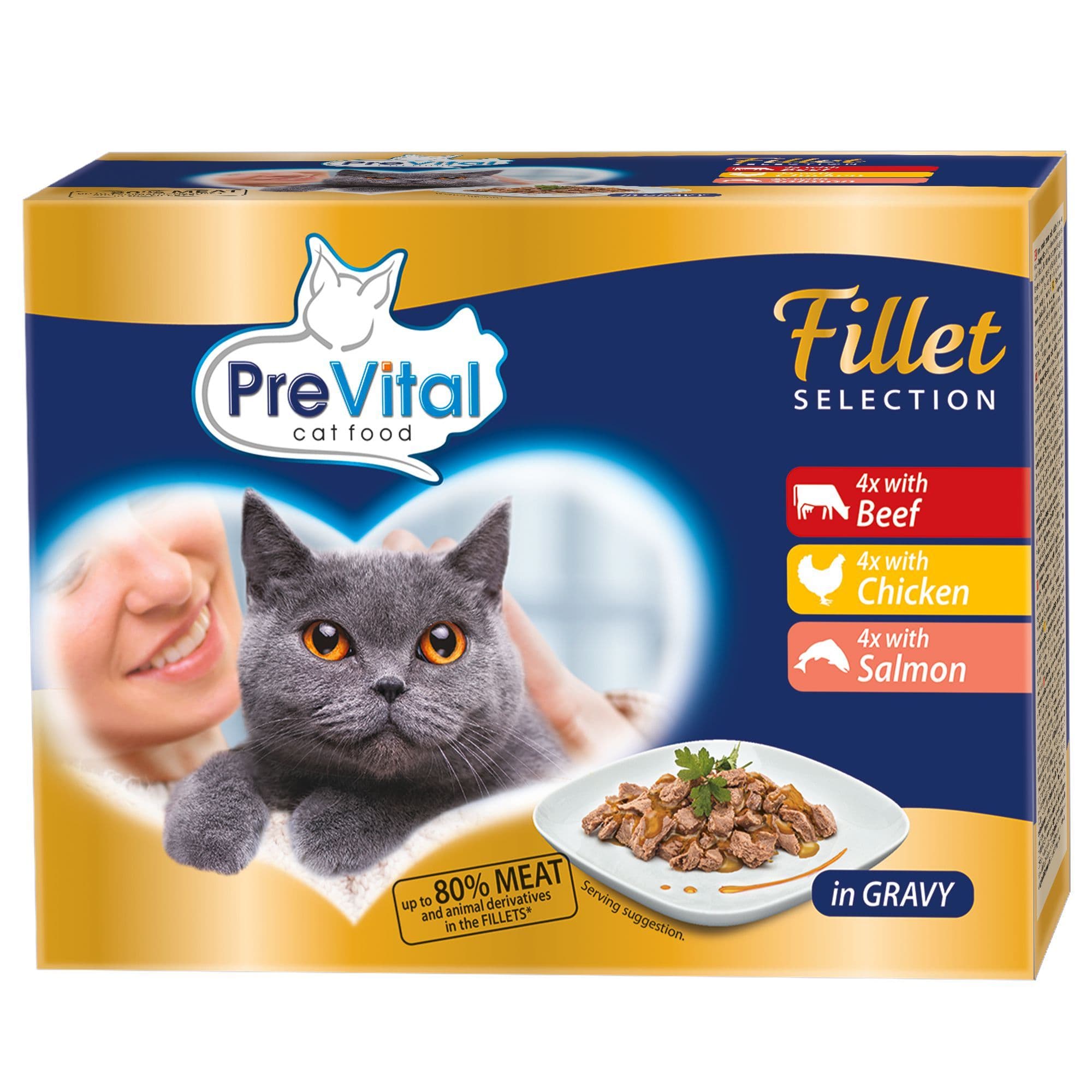 PreVital Naturel Kompletní krmivo pro dospělé kočky filetky v omáčce 12x85 g