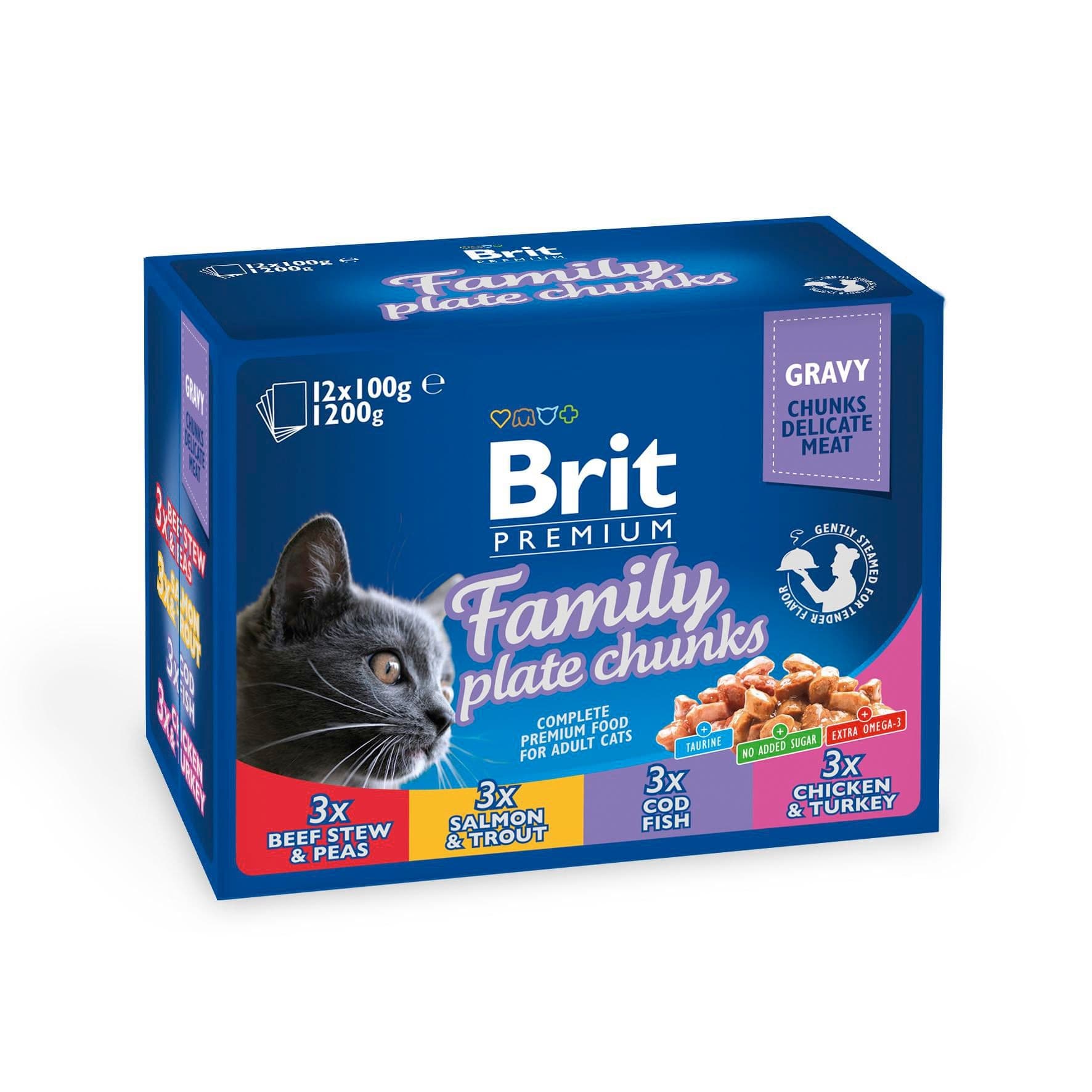 Brit Premium Cat Pouch Family Plate 1200 g (12x100 g)