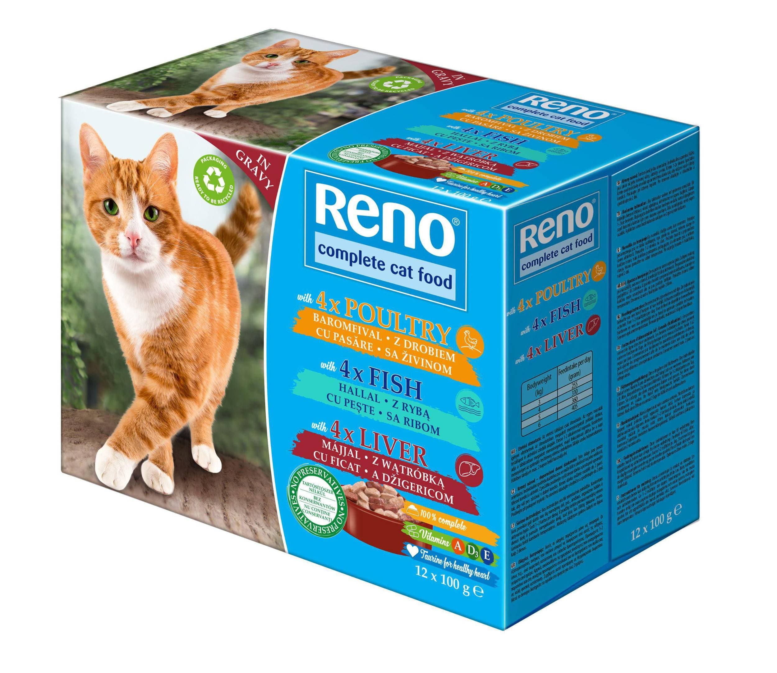 Reno Kompletní krmivo pro dospělé kočky 12x100 g