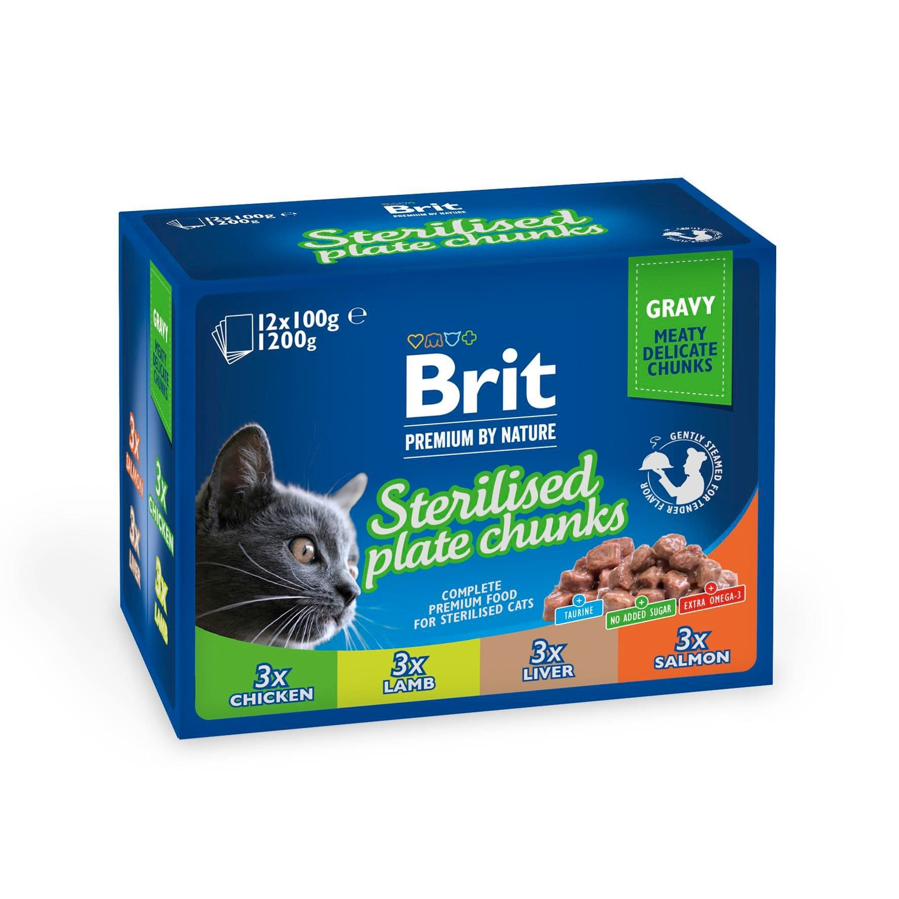 Brit Premium Cat Pouch Sterilised Plate 1200 g (12x100 g)
