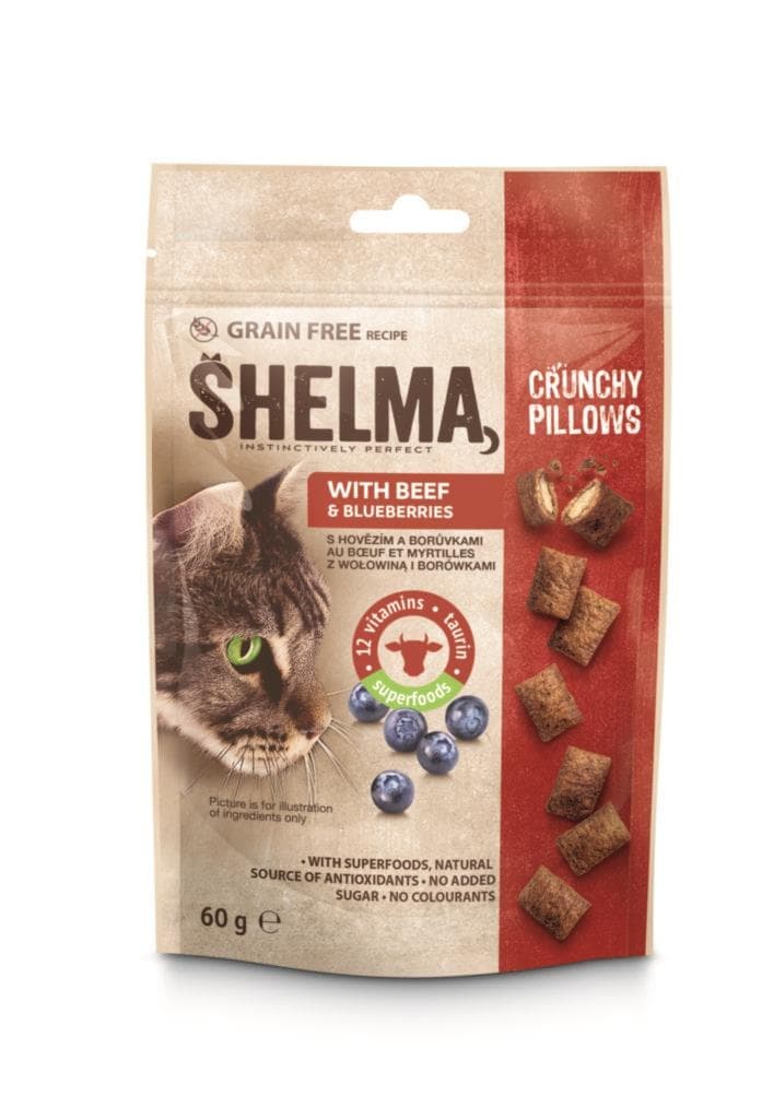 Shelma bezobilné polštářky pro kočku hovězí/borůvka 60 g