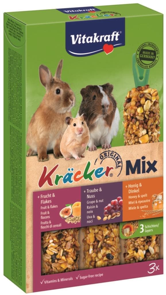 Vitakraft Kracker Trio-Mix hlodavec ovoce + ořechy + med 3 ks