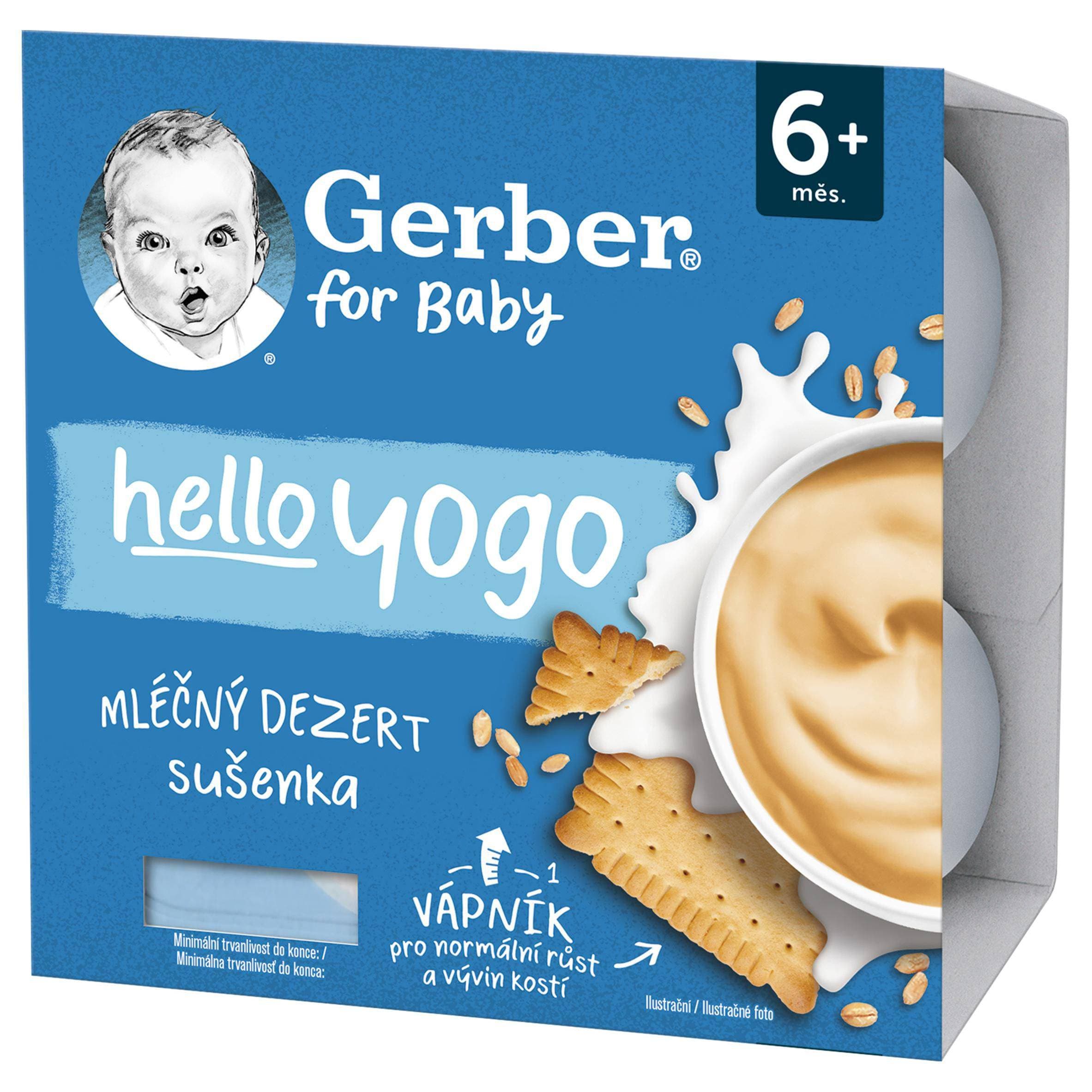 Gerber Hello Yogo mléčný dezert se sušenkami 4x100g