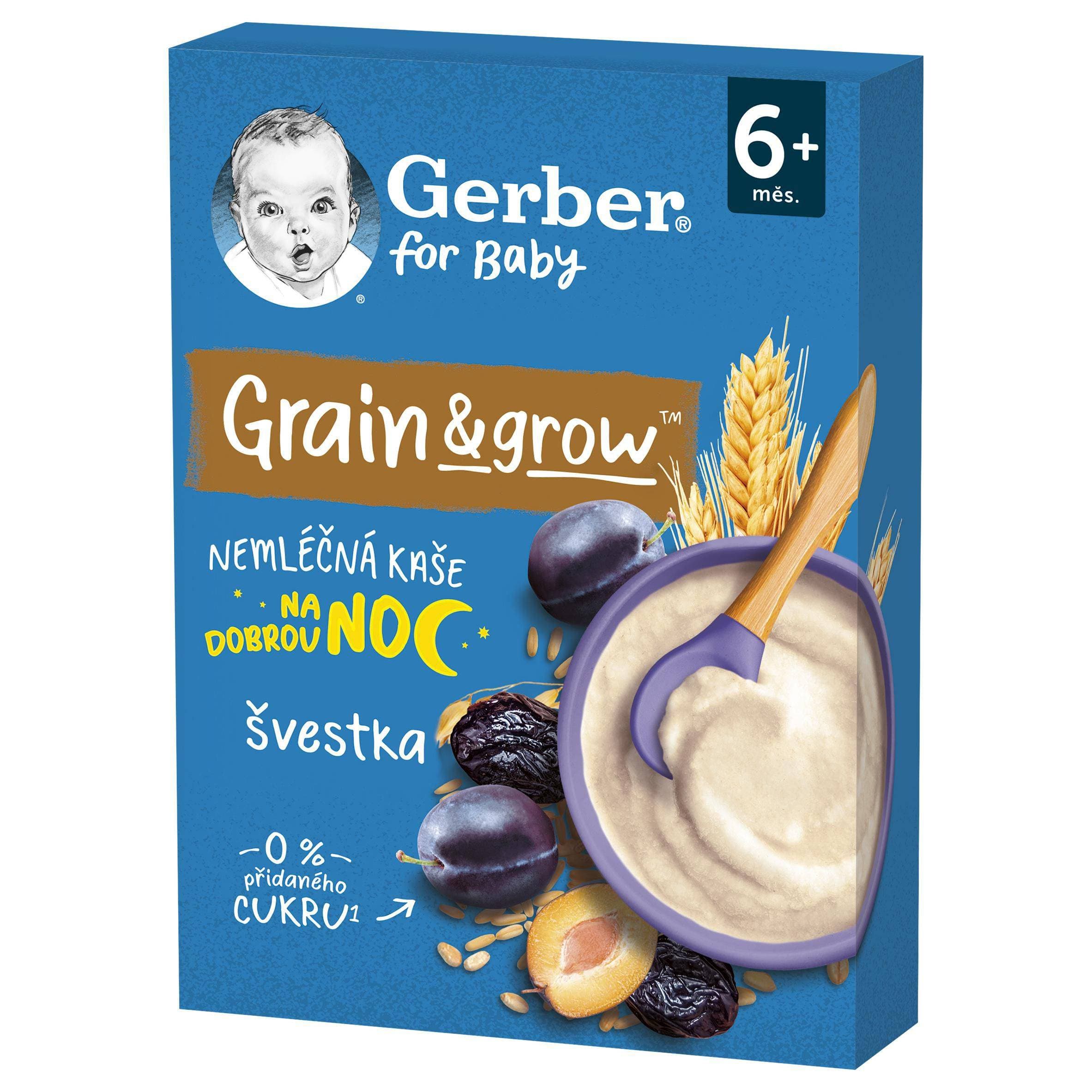 Gerber Natural Nemléčná kaše pšenično-ovesná, švestka 6m+ 200 g