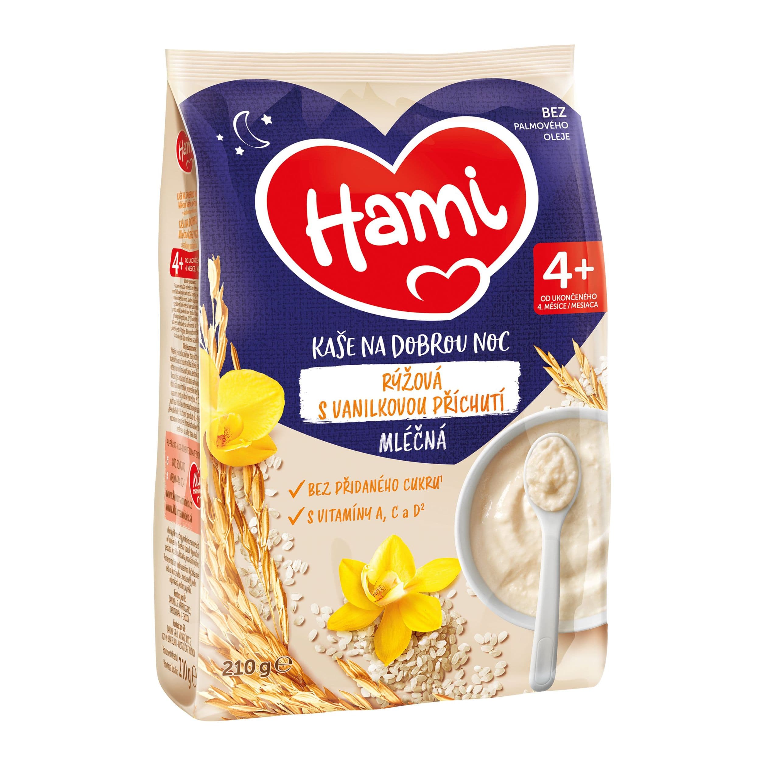 Hami mléčná kaše rýžová s vanilkovou příchutí na dobrou noc 4+, 210g
