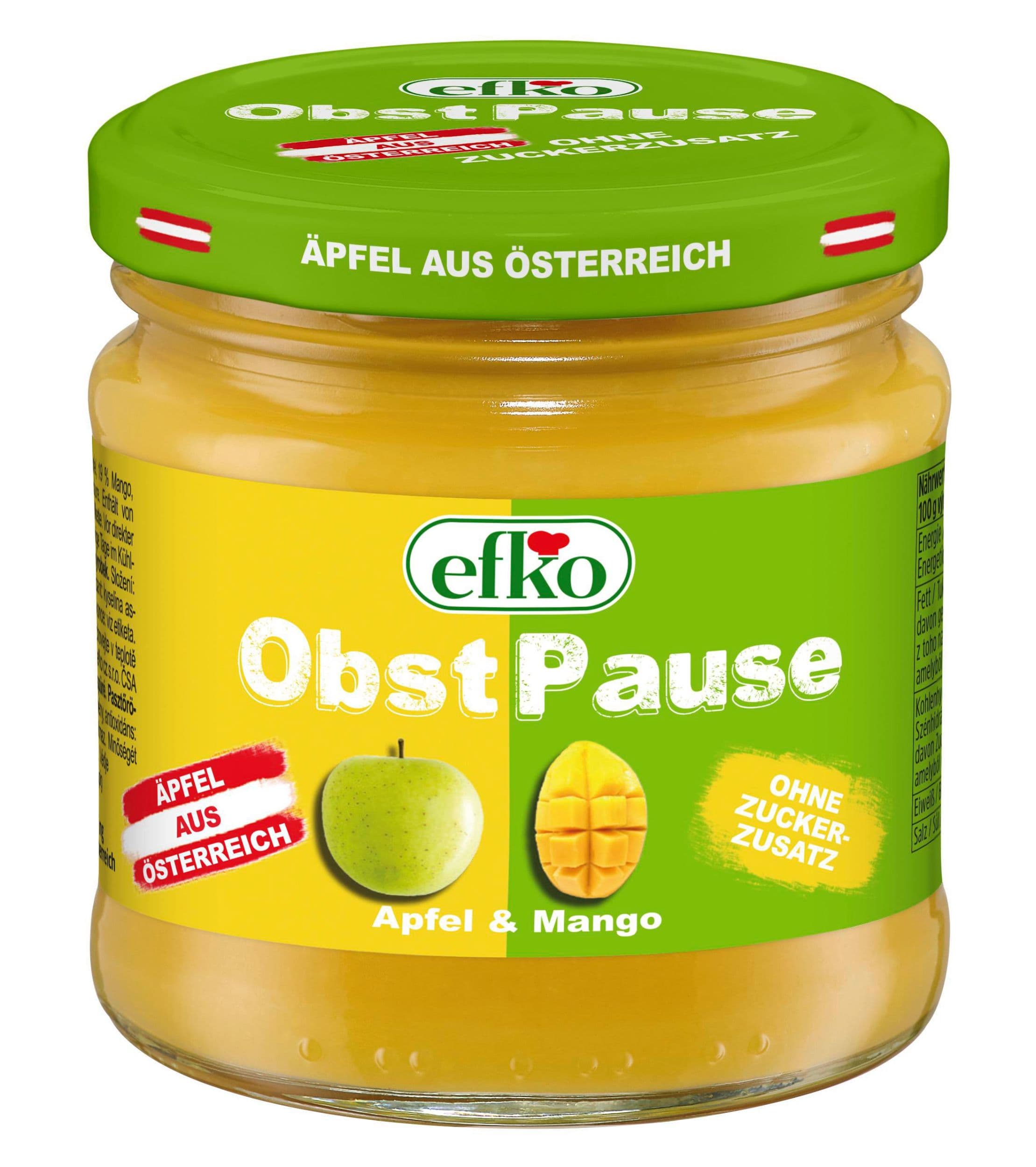 Efko Obstpause Ovocné pyré jablko-mango 210 g