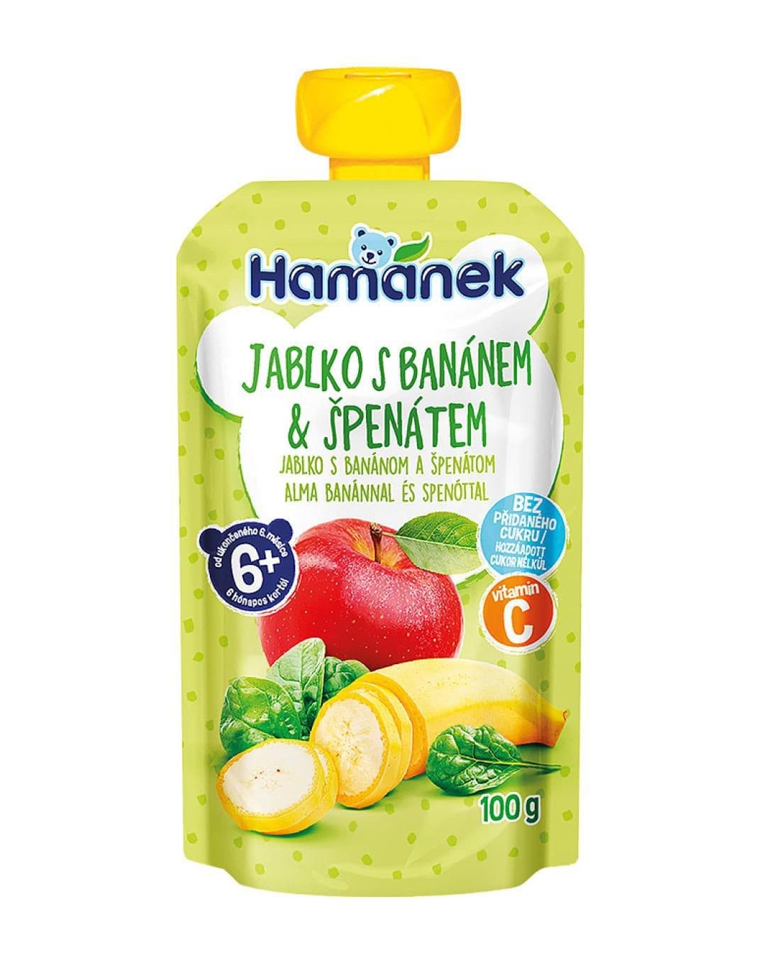 Hamánek Jablko s banánem & špenátem 100g