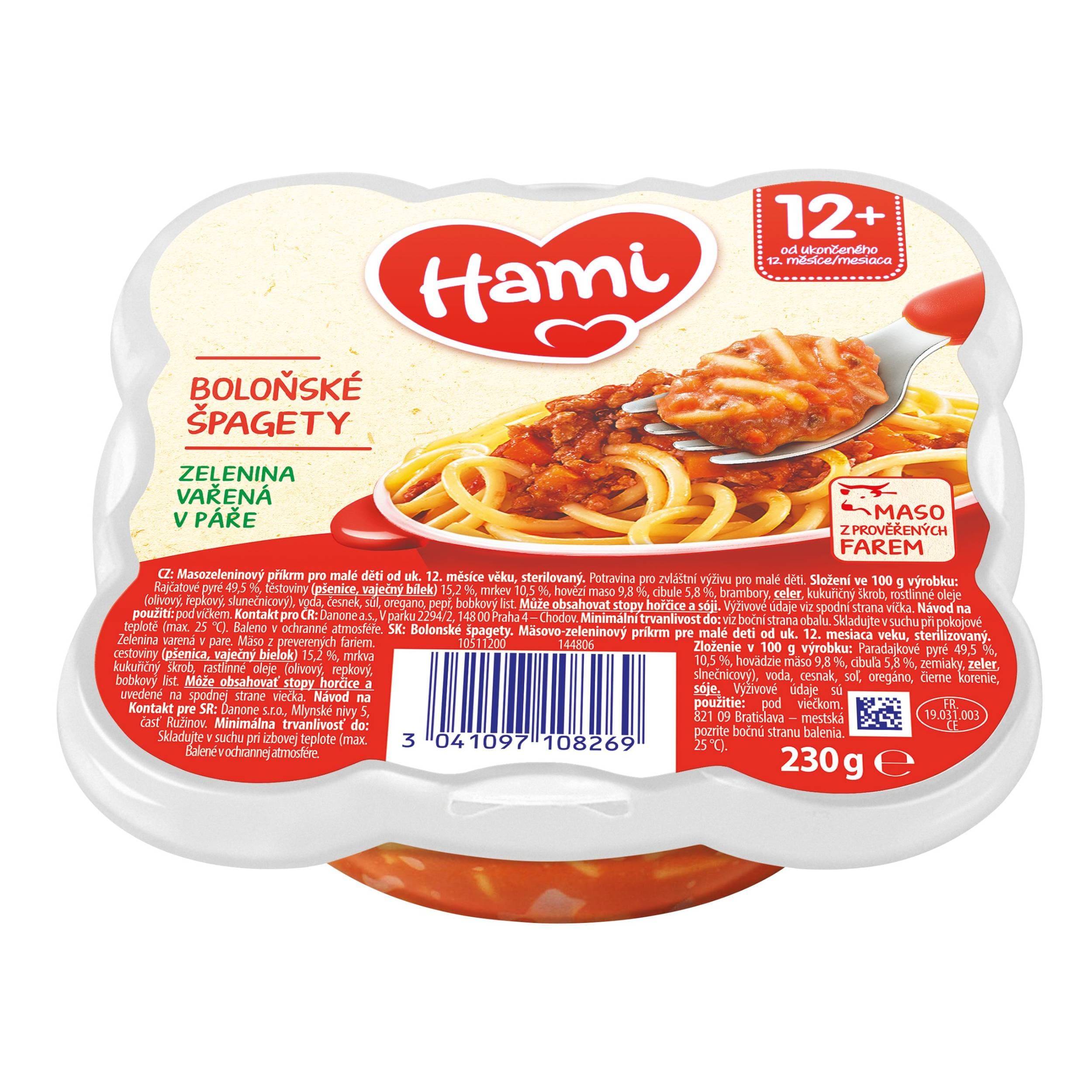 Hami Masozeleninový talířek Malý Gurmán Boloňské špagety od uk. 12. měsíce 230 g