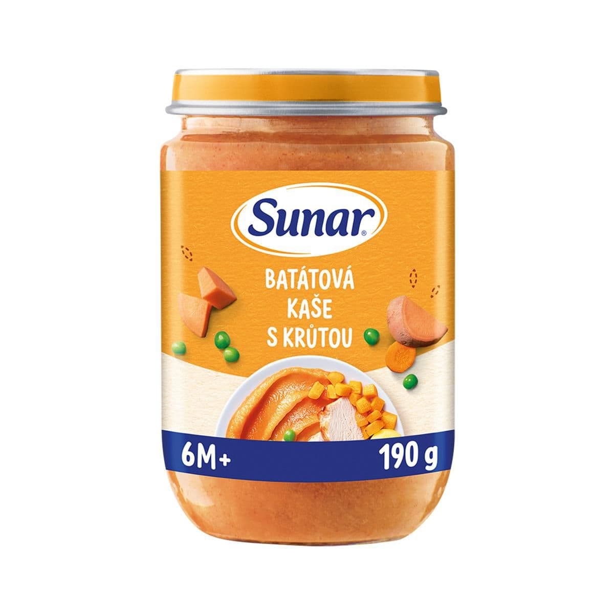 Sunar Příkrm batátová kaše s krůtím masem 6m+, 190g