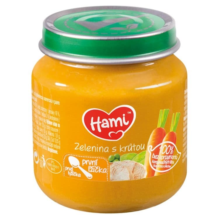 Hami Masozeleninový příkrm Zelenina s krůtou první lžička 125 g