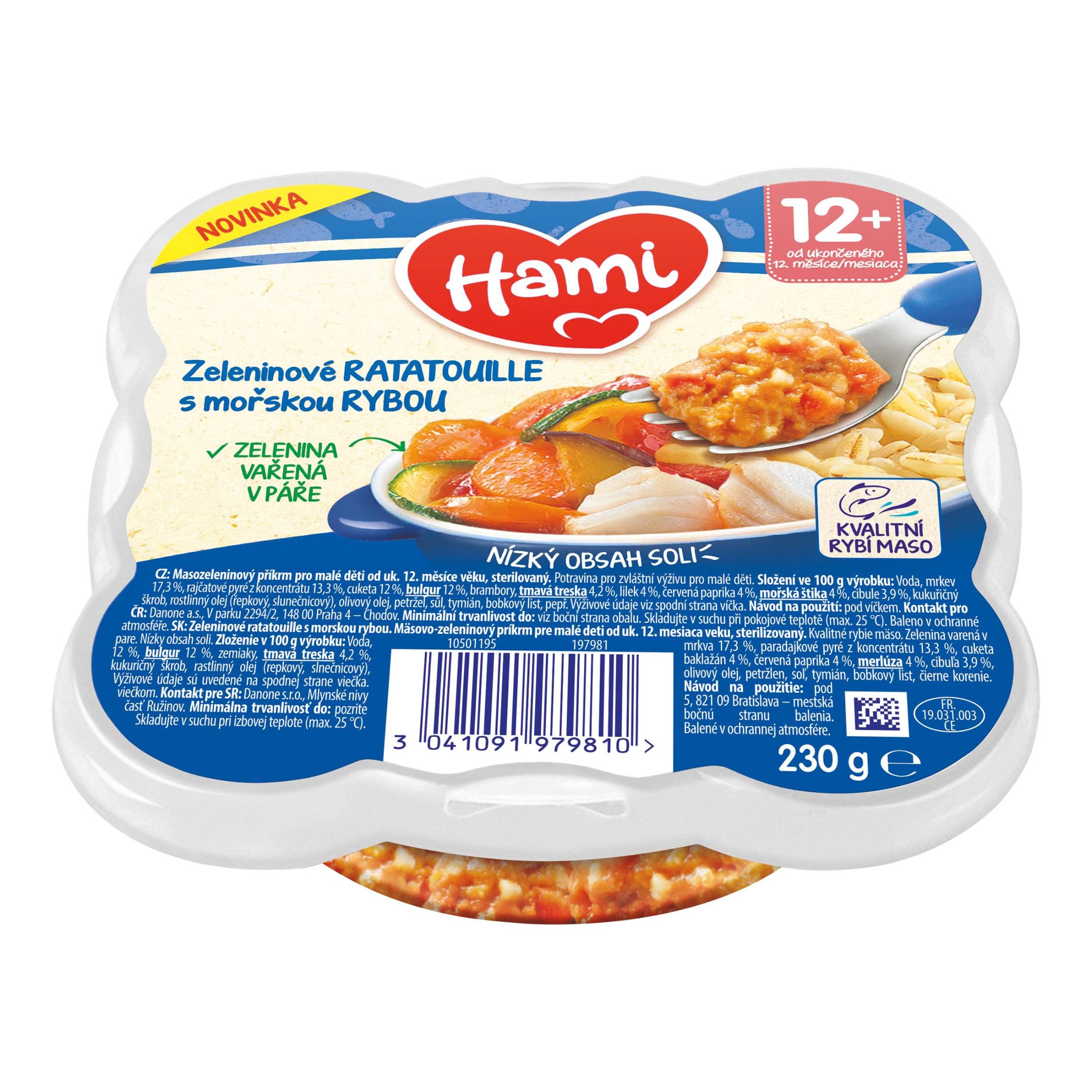 Hami masozeleninový talířek Zeleninové ratatouille s mořskou rybou, 12+ 230g