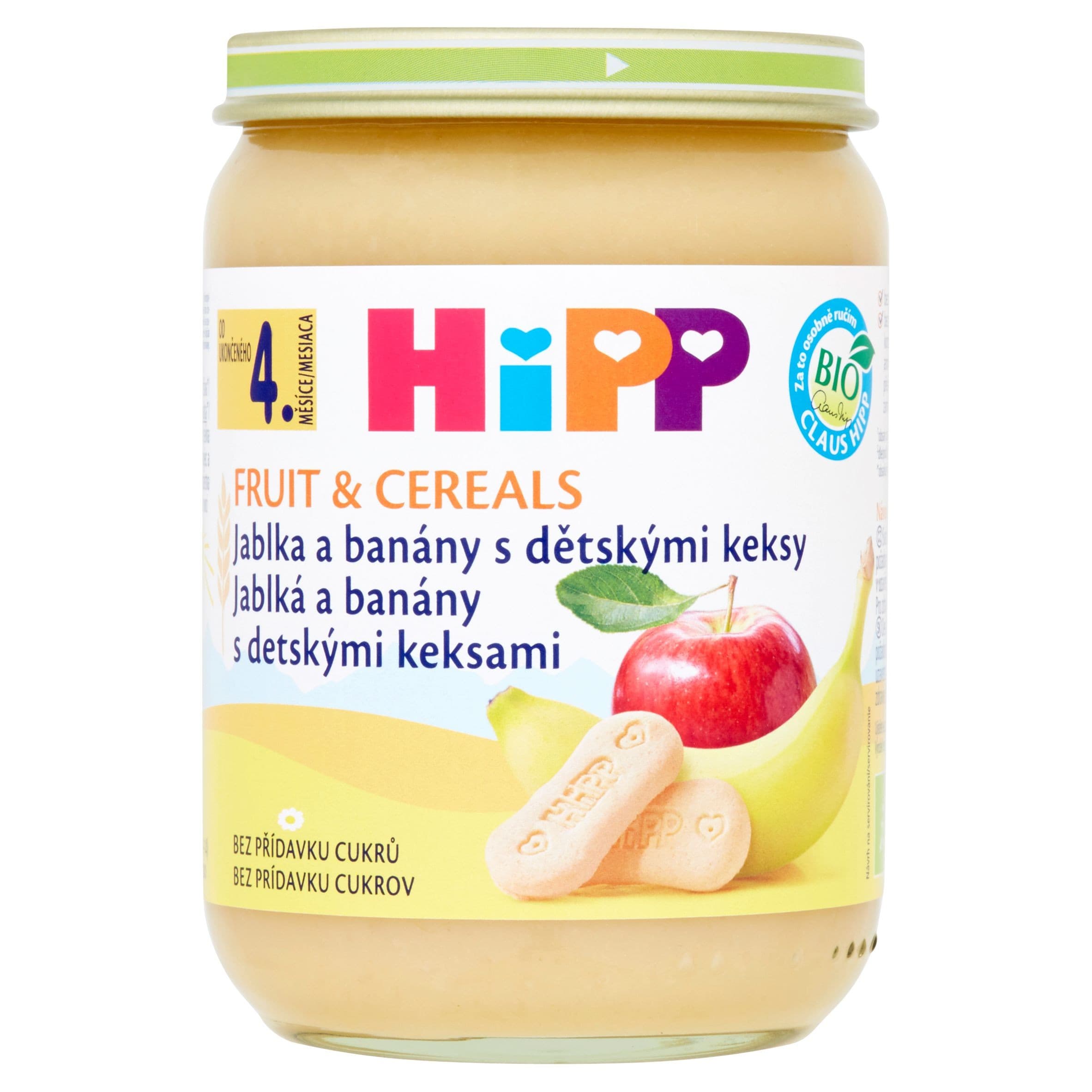 HiPP BIO jablka a banány s dětskými keksy 190 g