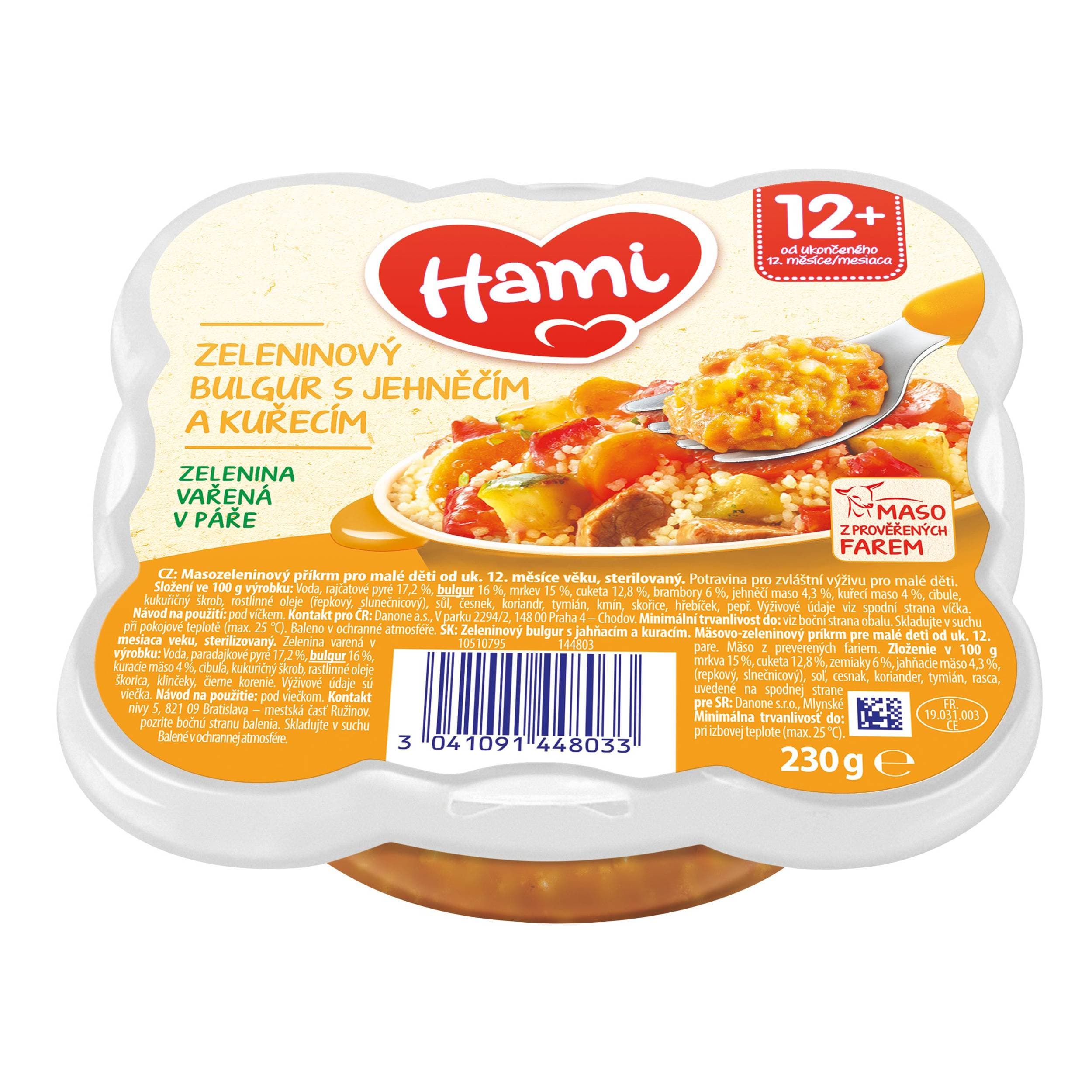 Hami Masozeleninový talířek zeleninový bulgur s jehněčím a kuřecím 12+ 230 g