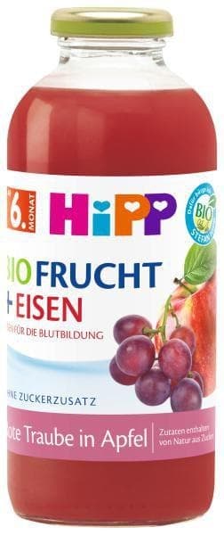 HiPP BIO Jablko a červené hrozny + železo 500 ml