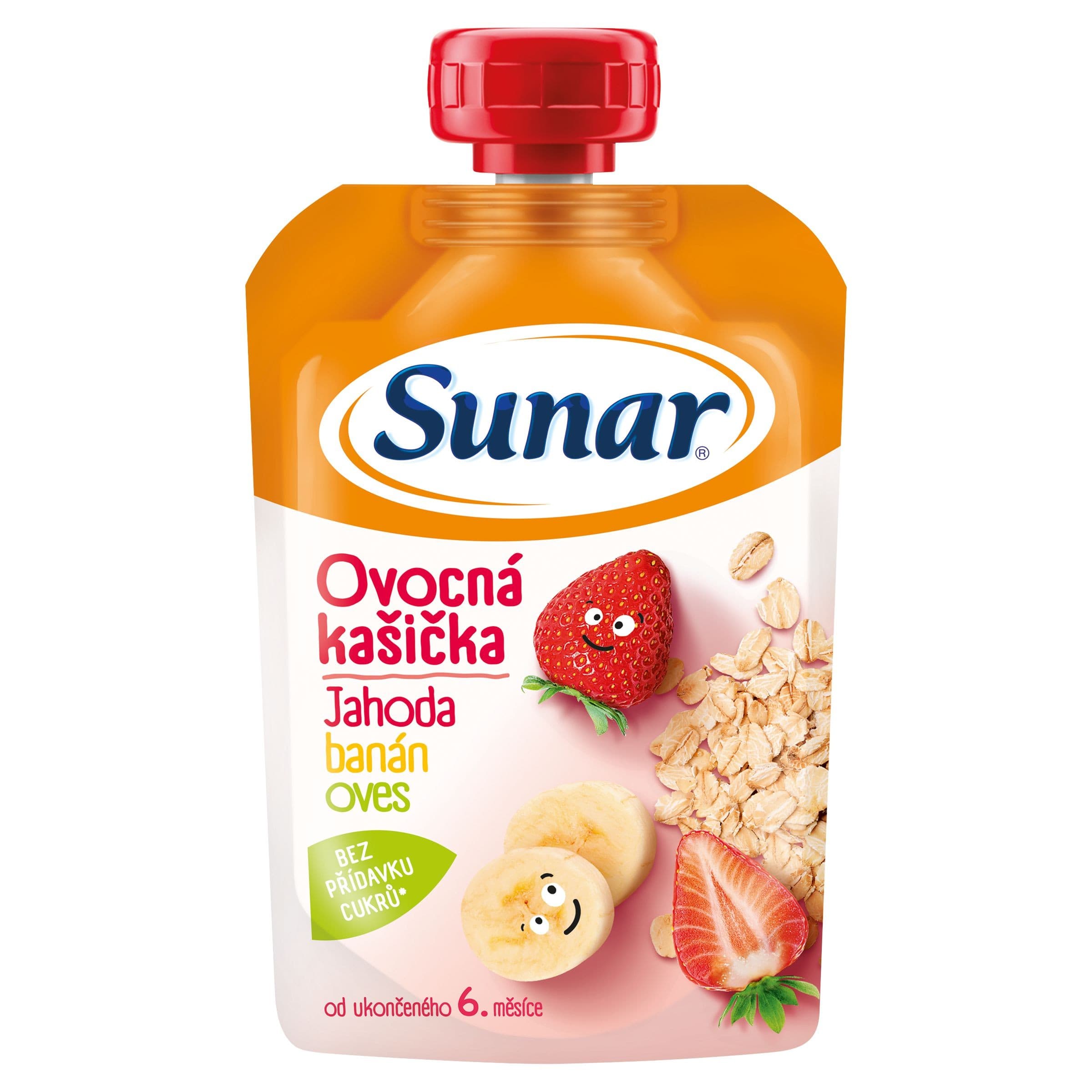 Sunar kašička ovocná kapsička banán, jahoda, ovesné vločky 6m+ 120 g