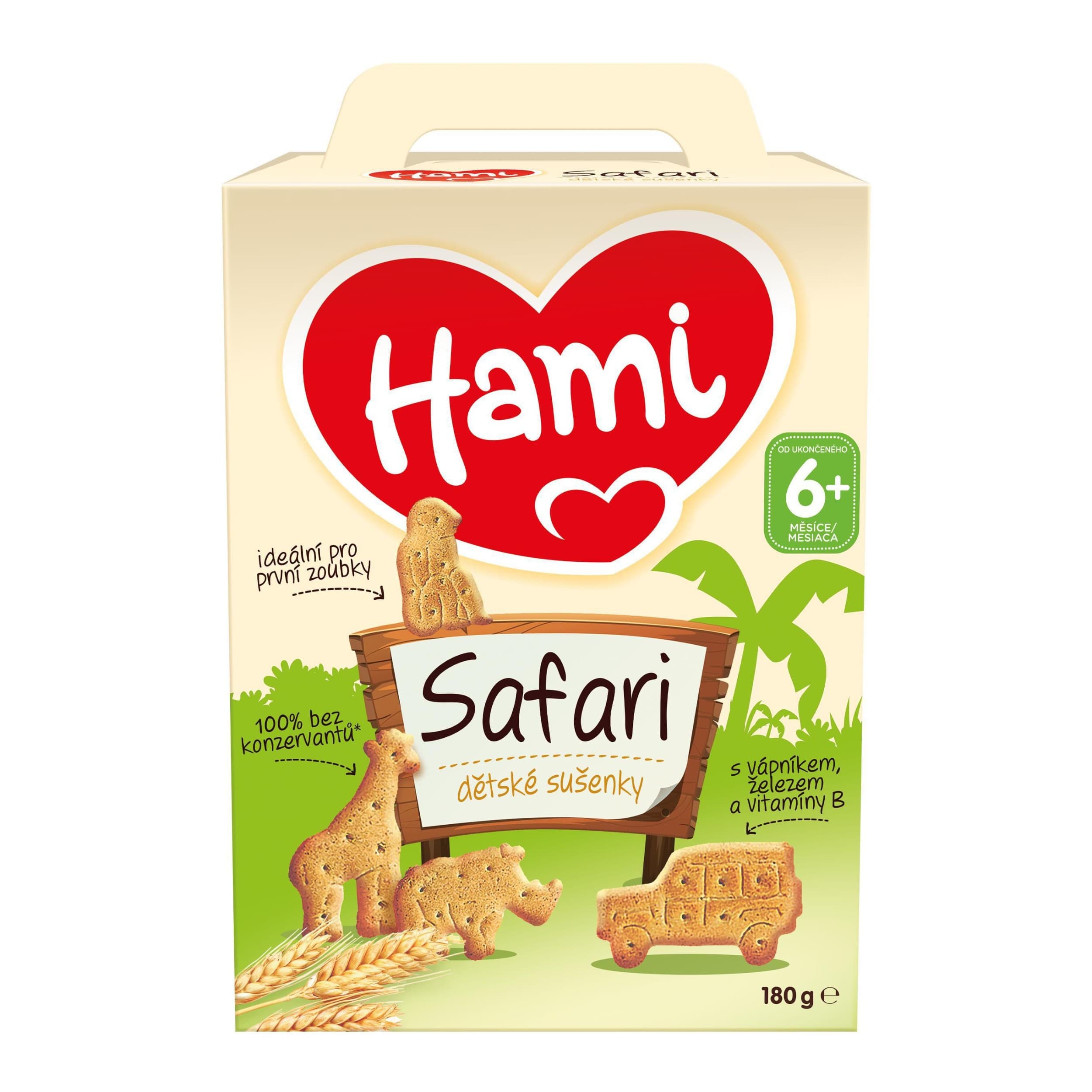 Hami Safari Dětské sušenky Safari se 6 cereáliemi od uk. 6 měsíce 180 g