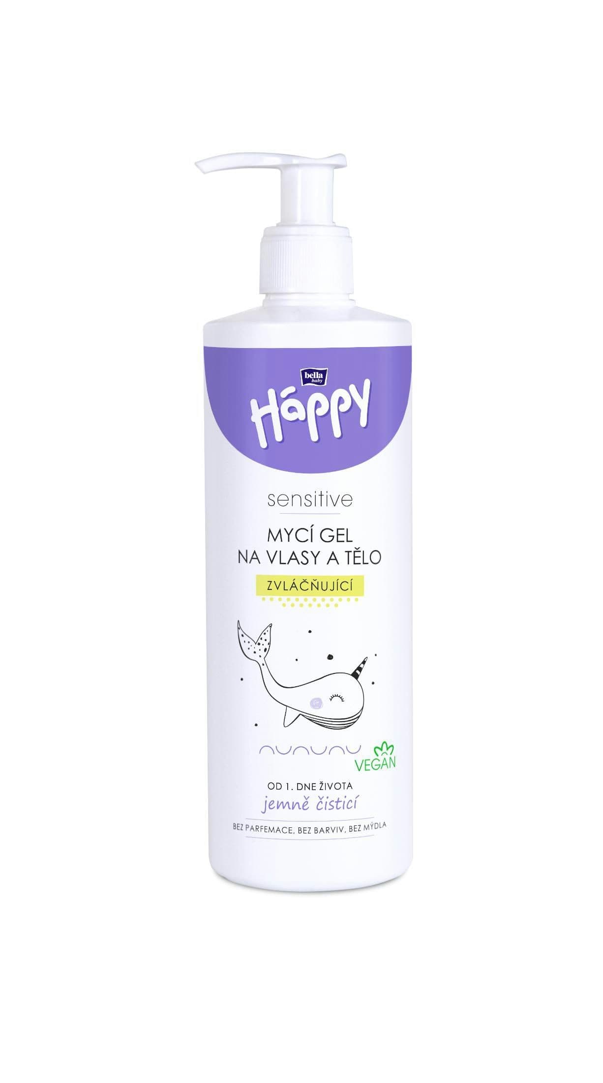 Bella Baby Happy Sensitive Mycí gel na vlasy a tělo zvláčňující 400ml
