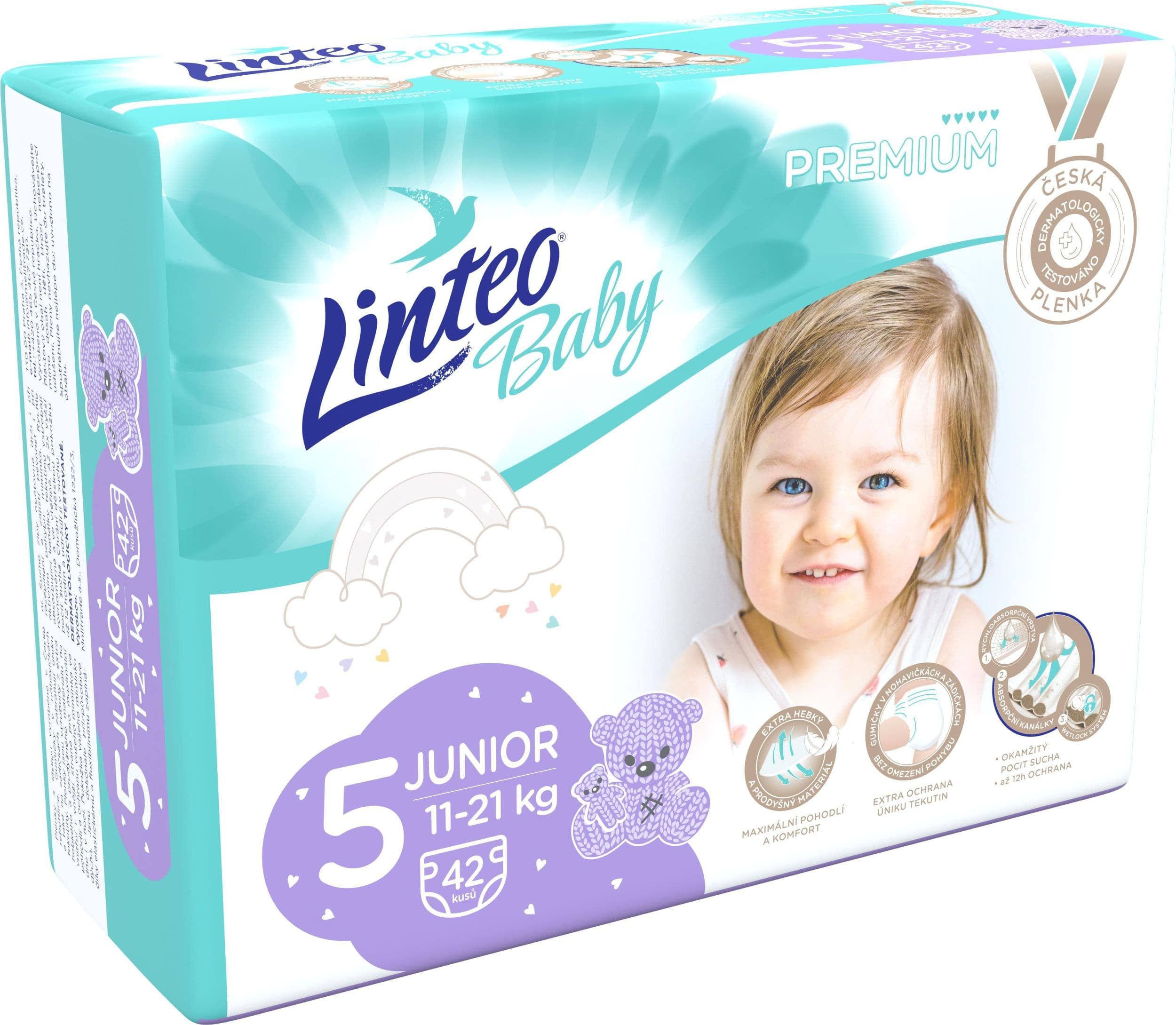 Linteo Baby Prémiové plenky č. 5 Junior, 11-21 kg, 42ks
