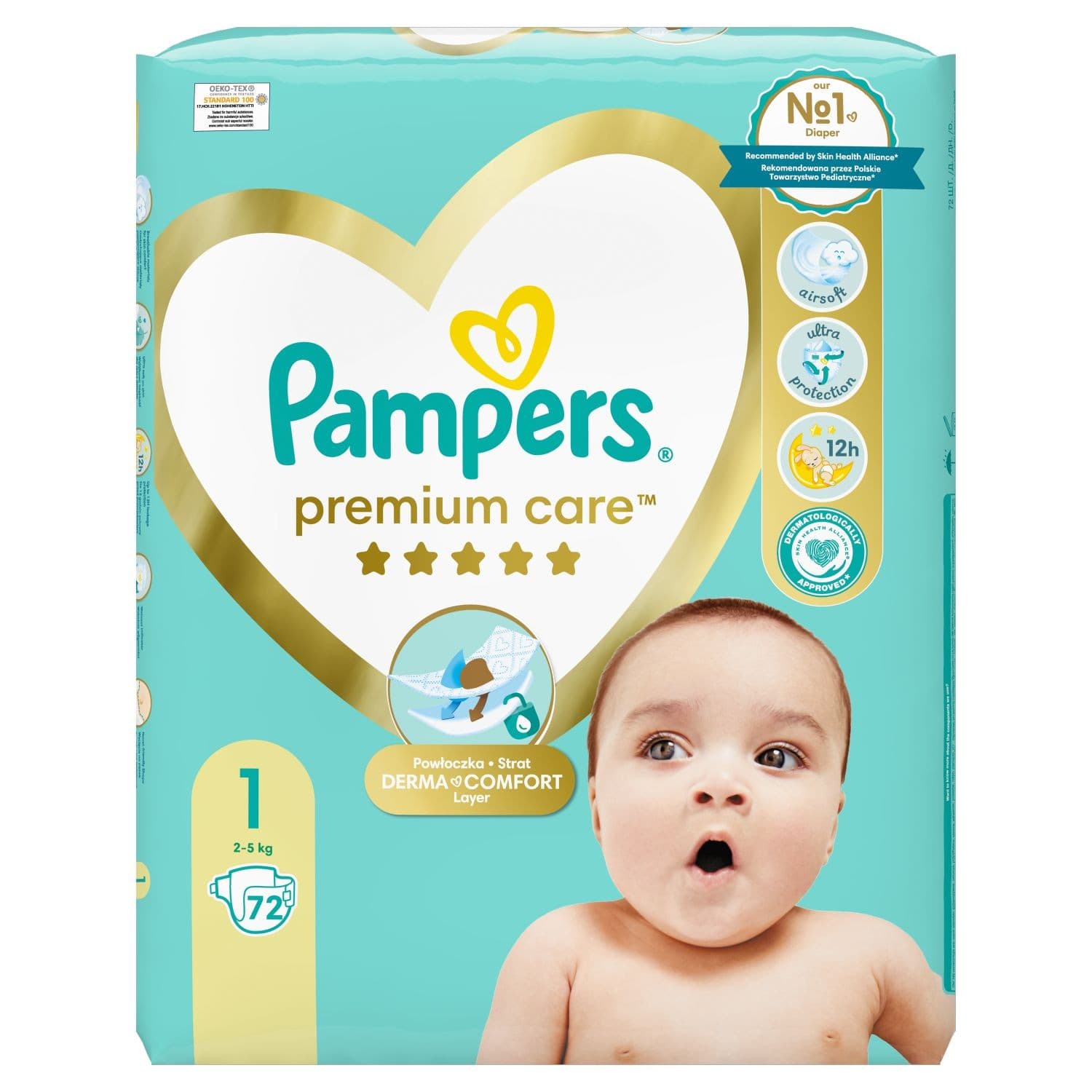 Pampers Premium Care Plenky vel. 1, 2kg - 5kg, 72ks