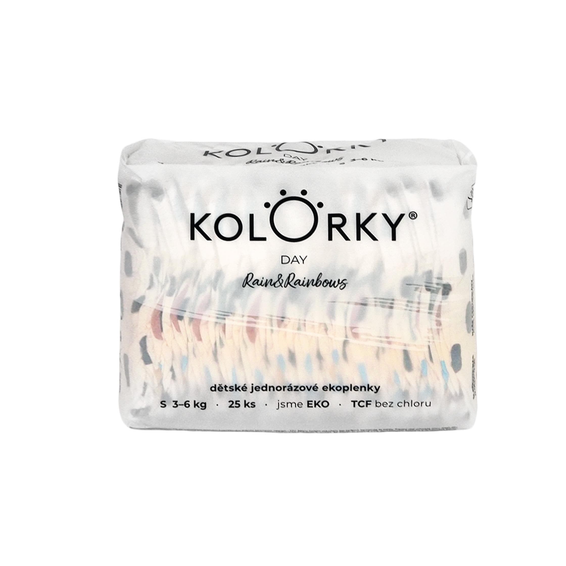 KOLORKY Day déšť a duhy vel. S (3-6 kg) jednorázové eko plenky 25 ks