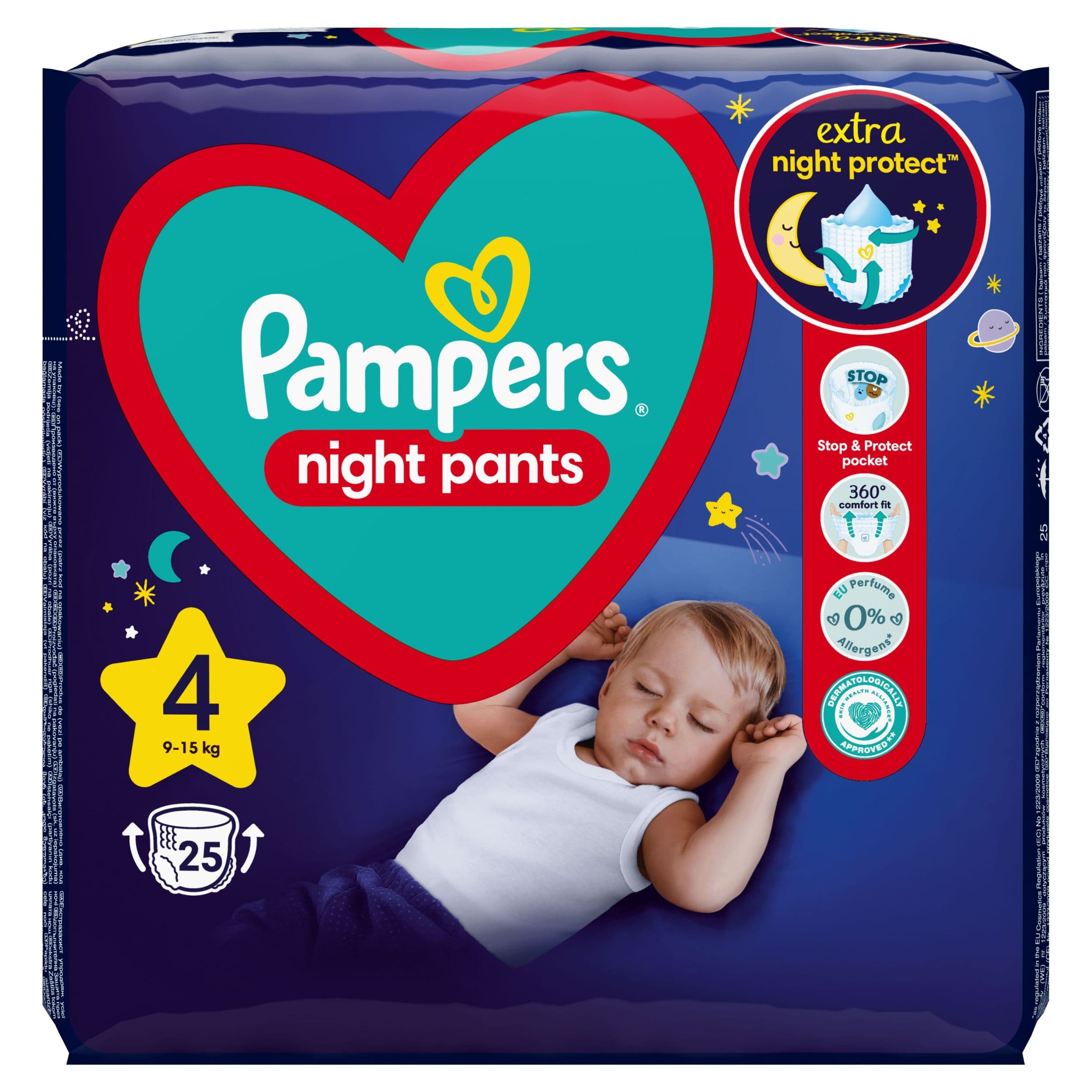 Pampers Night Pants Plenkové kalhotky vel. 4 (9kg-15kg) 25ks