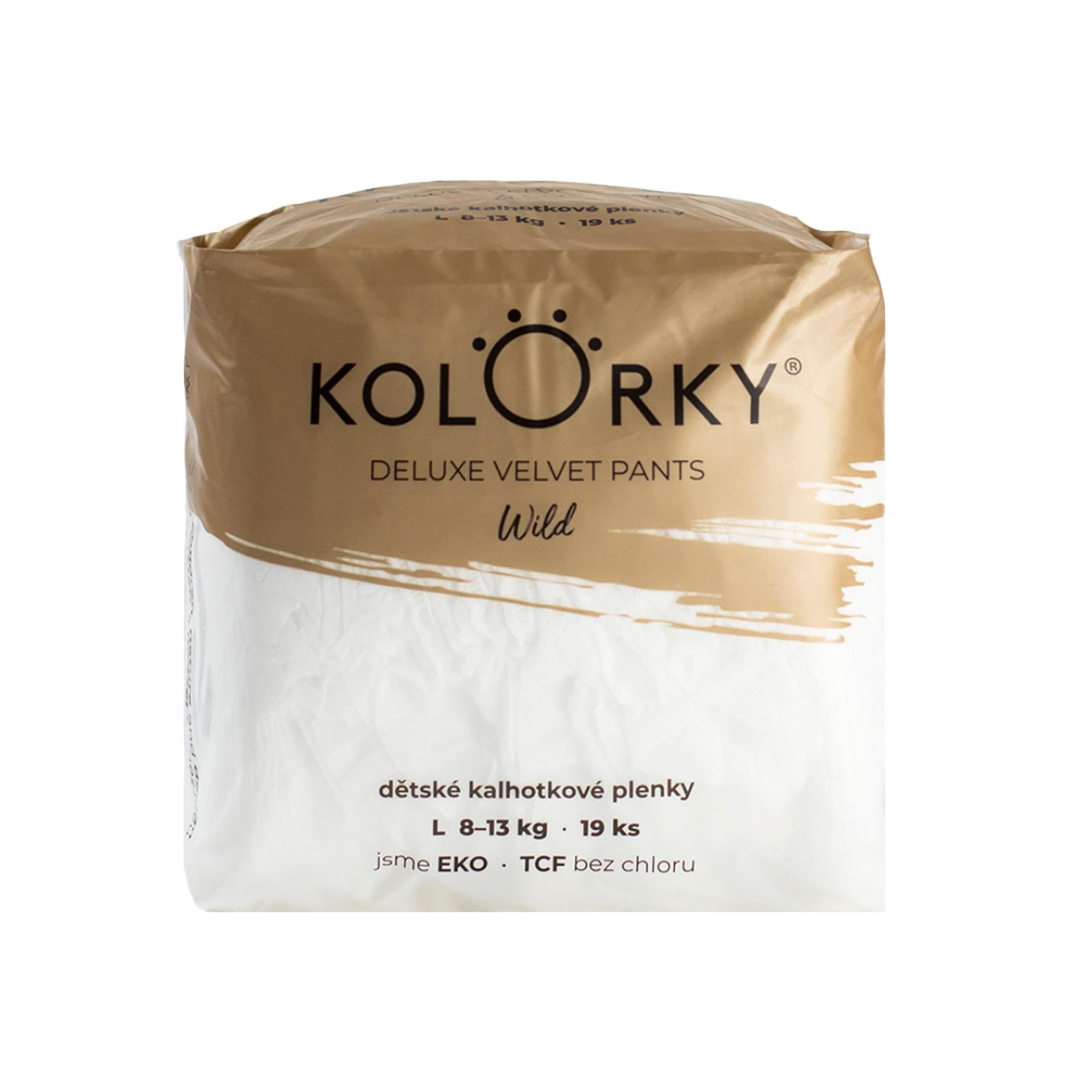 KOLORKY Deluxe Velvet Pants Wild vel. L (8-13 kg) jednorázové kalhotkové eko plenky 19ks