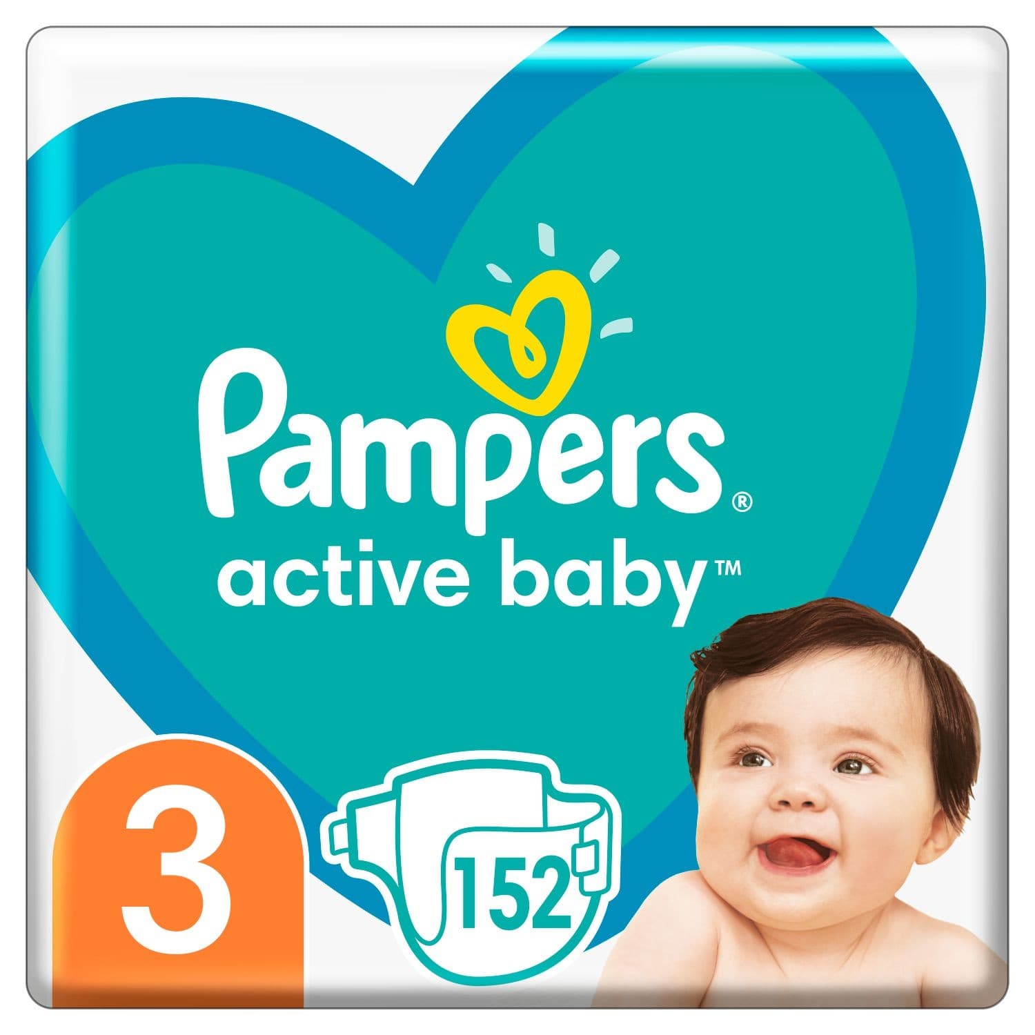 Pampers Active Baby-Dry velikost 3 (Midi) dětské plenky 152ks
