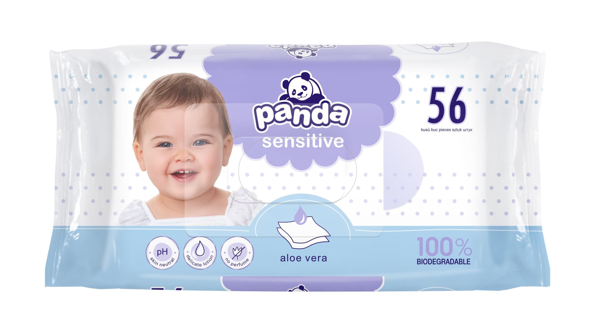 Panda Dětské vlhčené ubrousky Sensitive 56 ks