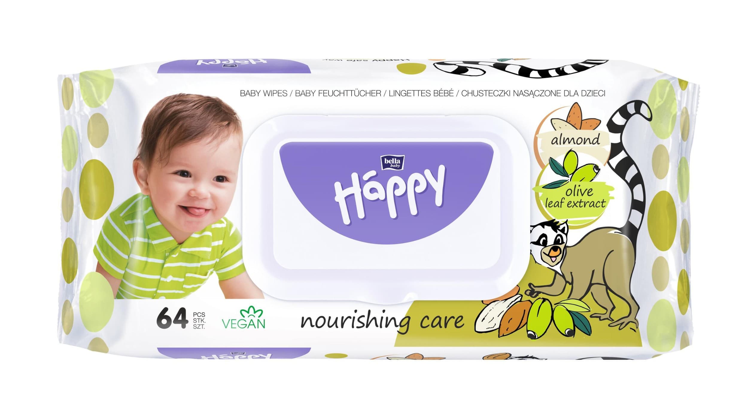 Bella Baby Happy Vhlčené ubrousky mandle a olivy 64 ks
