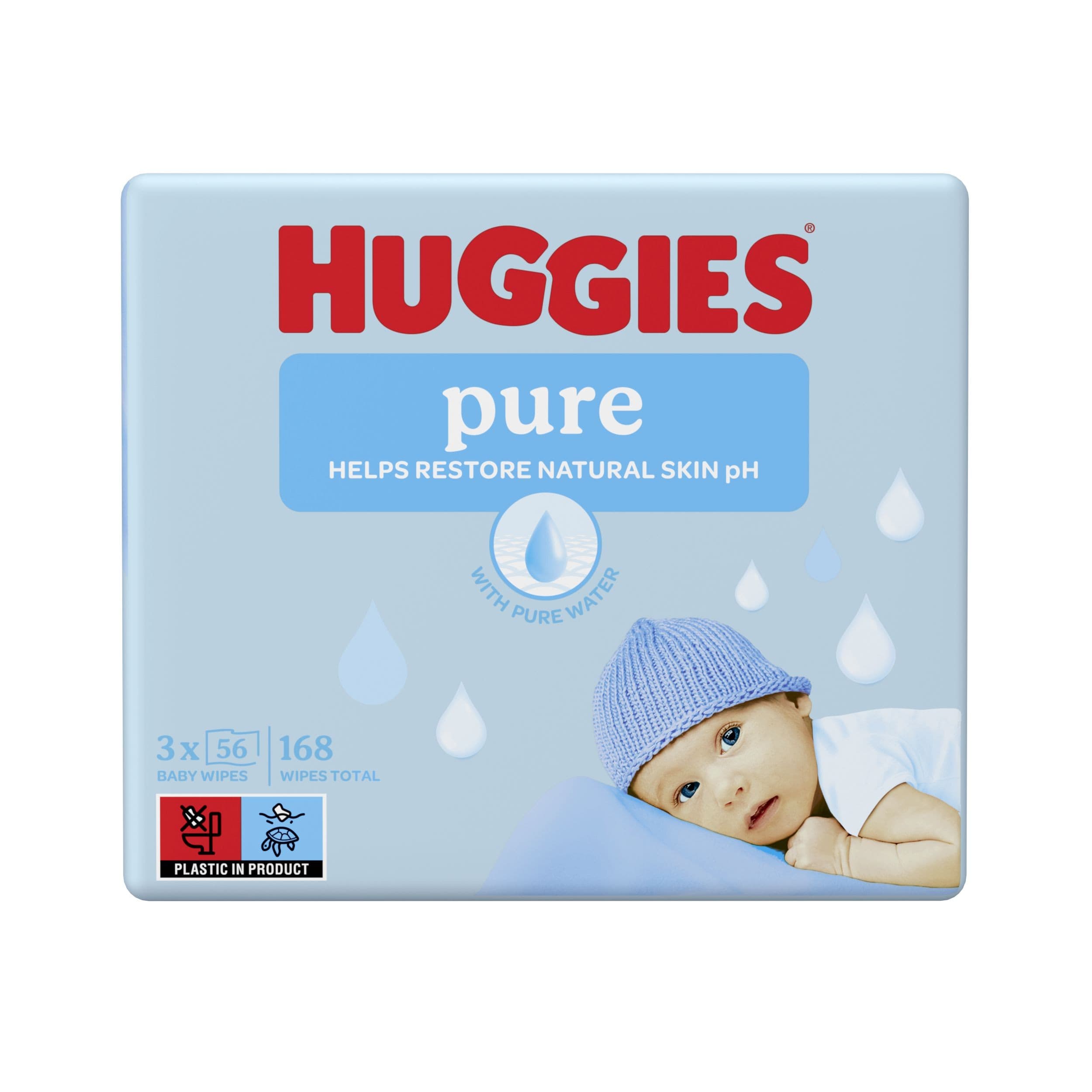 HUGGIES® Pure čisticí dětské utěrky 3 x 56 ks
