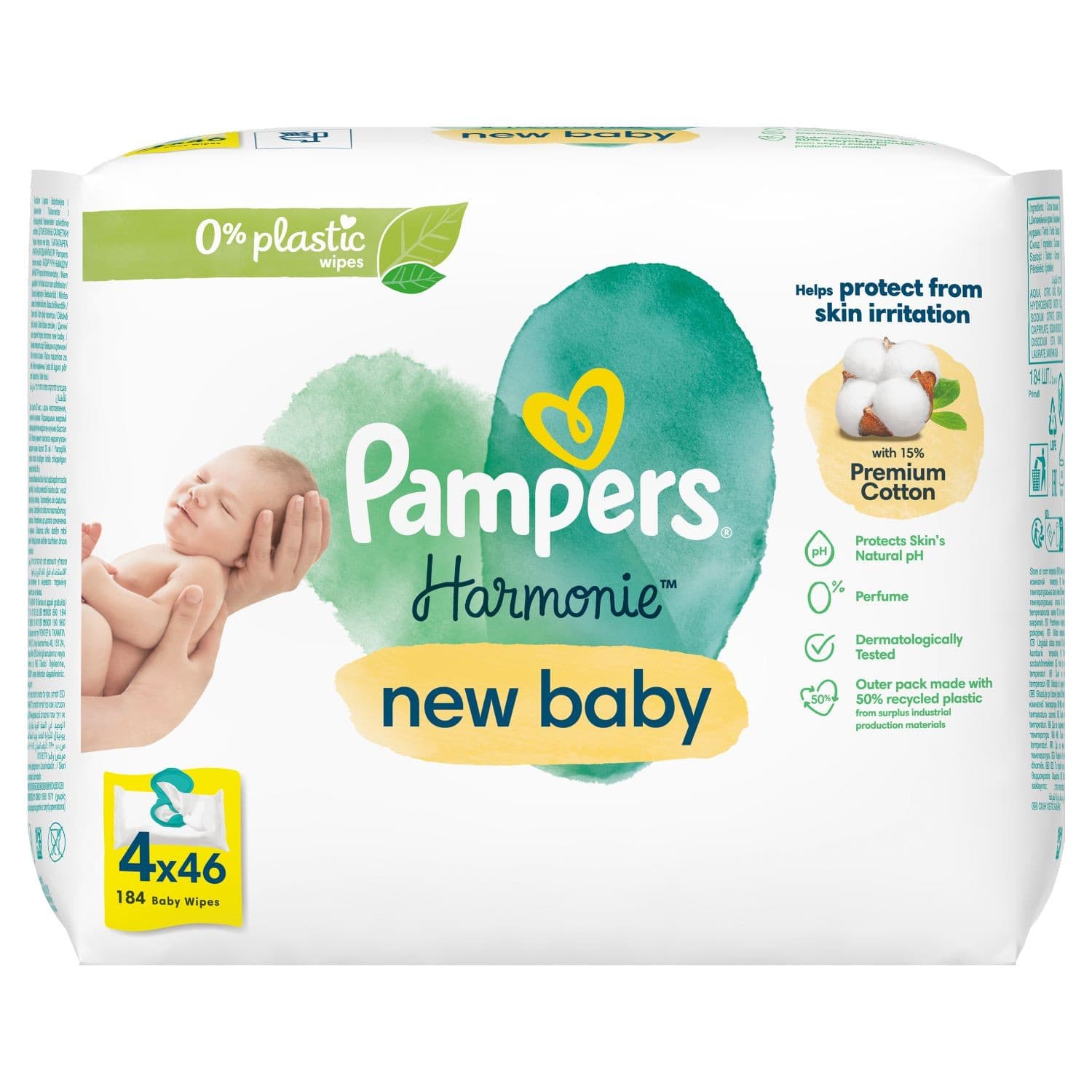 Pampers Harmonie New Baby Dětské čisticí ubrousky 4 balení, 184ks