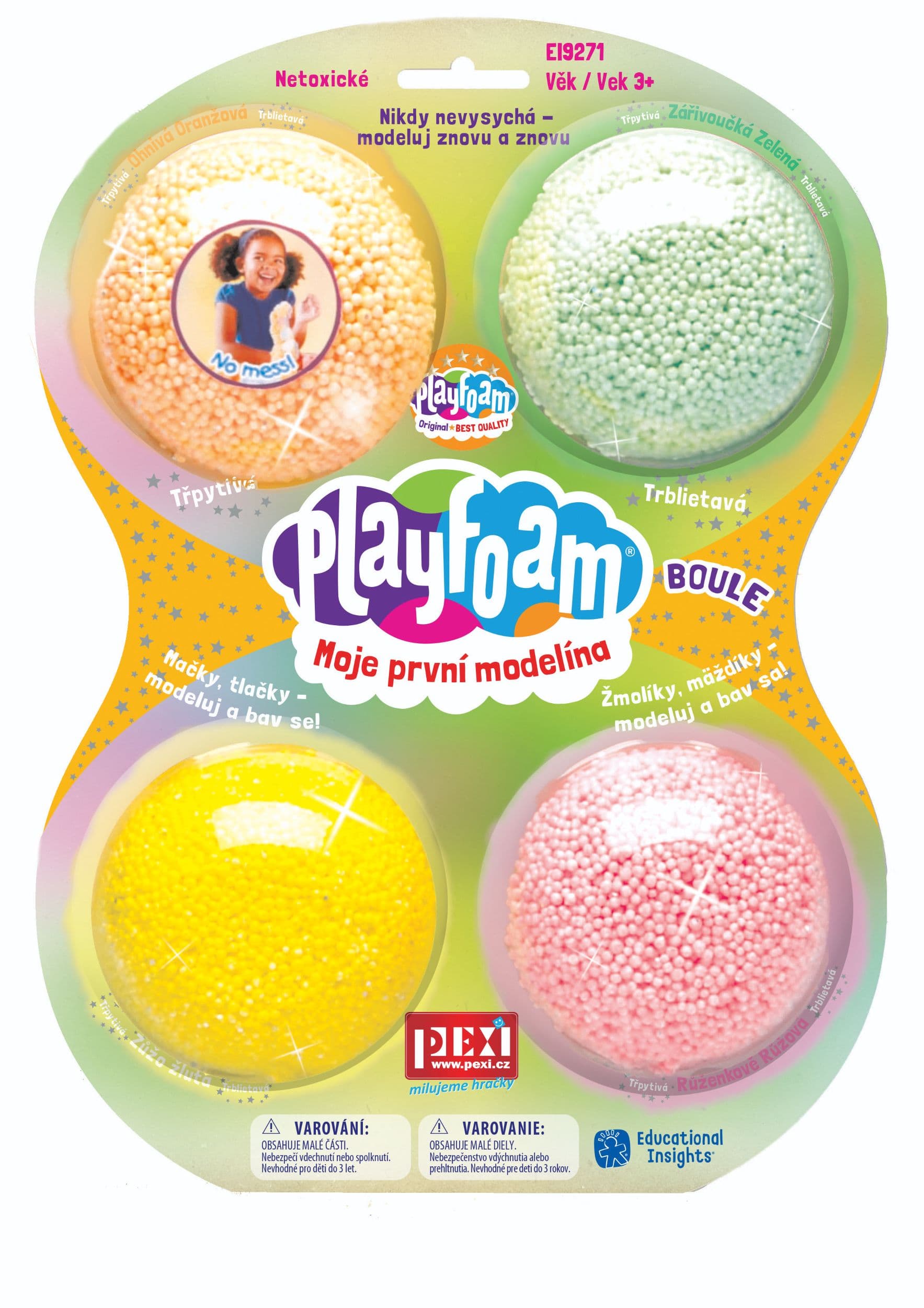 Pexi PlayFoam Pěnové modelíny, boule 4pack třpytivé, 60g