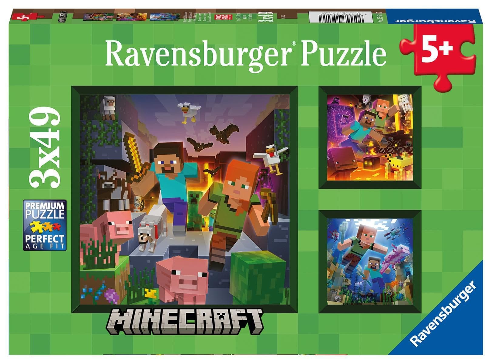 Ravensburger Puzzle 056217 Minecraft Biomes 3x49 dílků