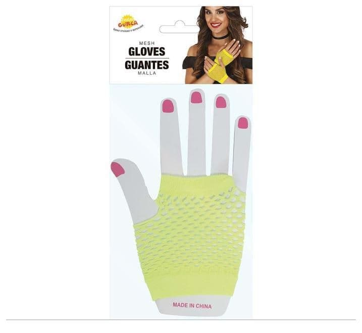 GUIRCA Retro síťované rukavice neon - žluté