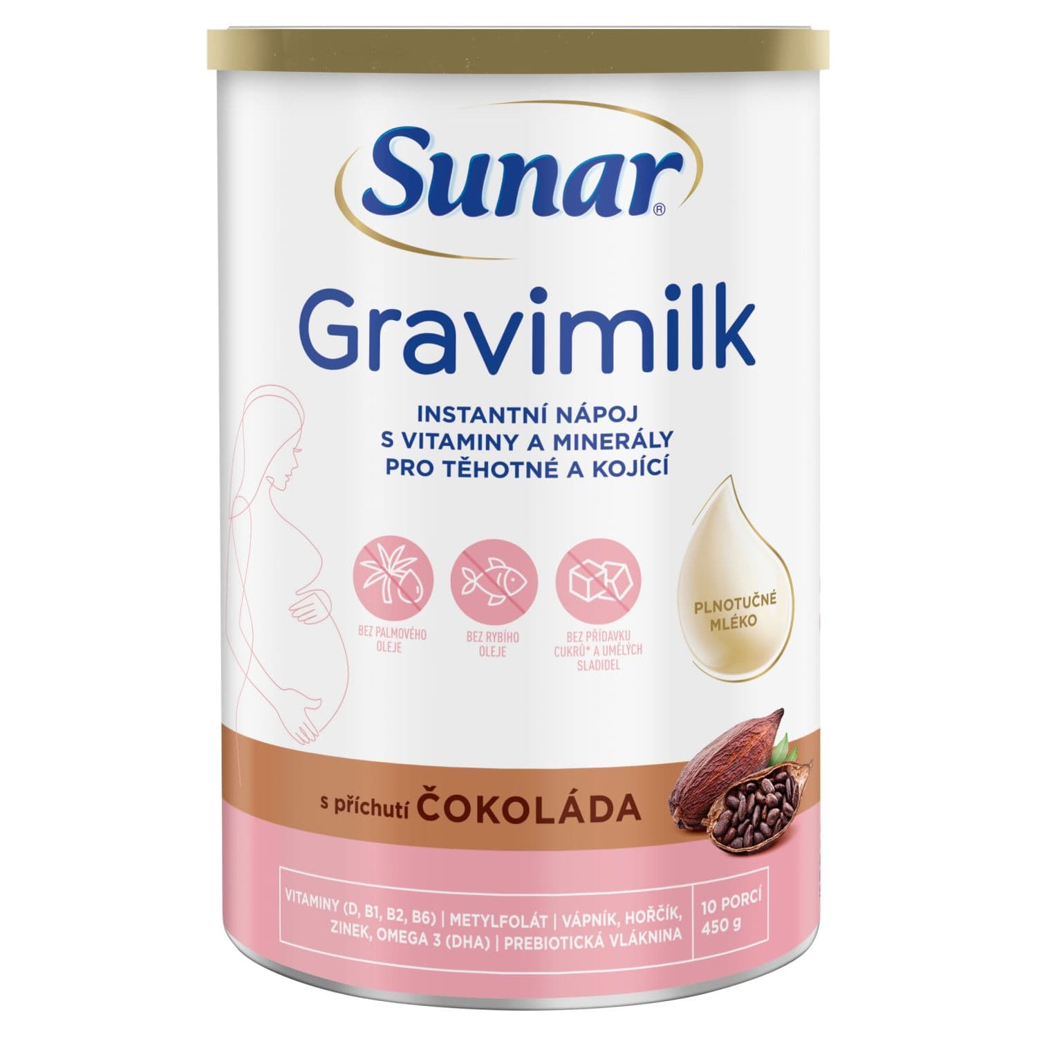 Sunar Gravimilk s příchutí čokoláda pro těhotné a kojící ženy 450 g